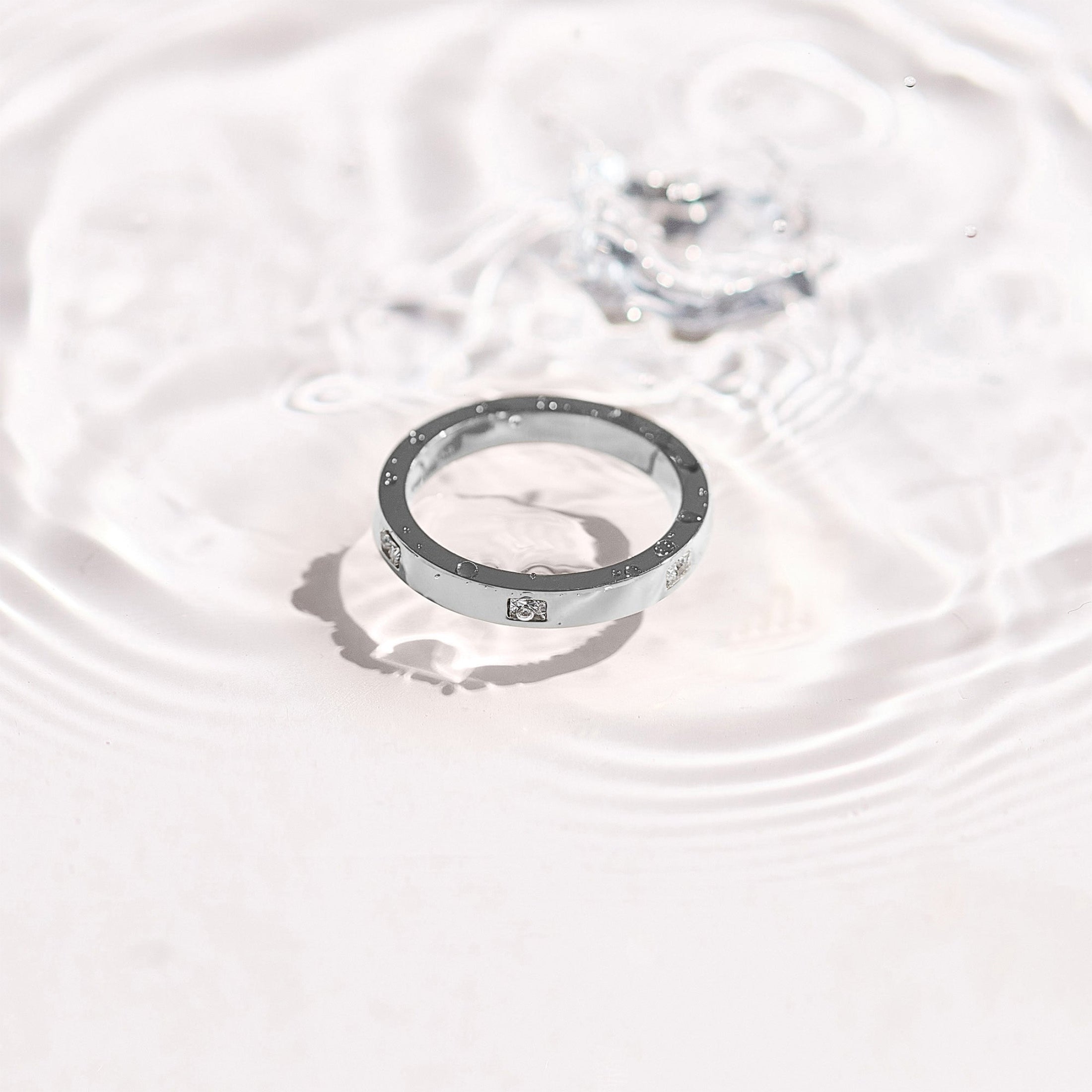 Square Crystal Flat Band Ring
