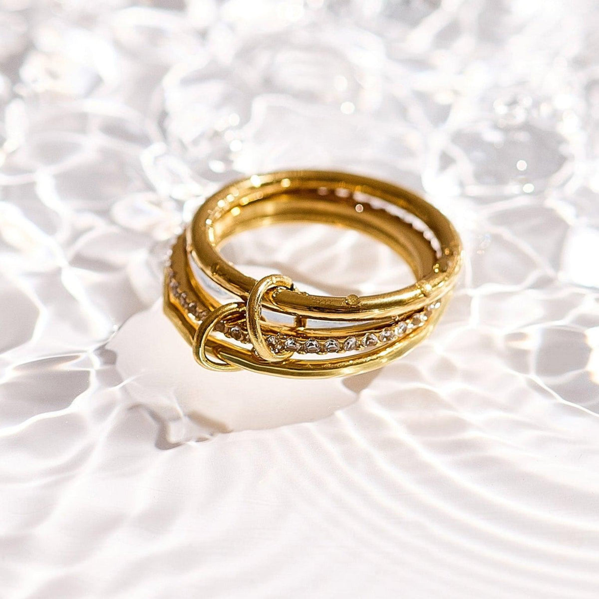 Stacked Linked Crystal Band Ring - EVRYJEWELS