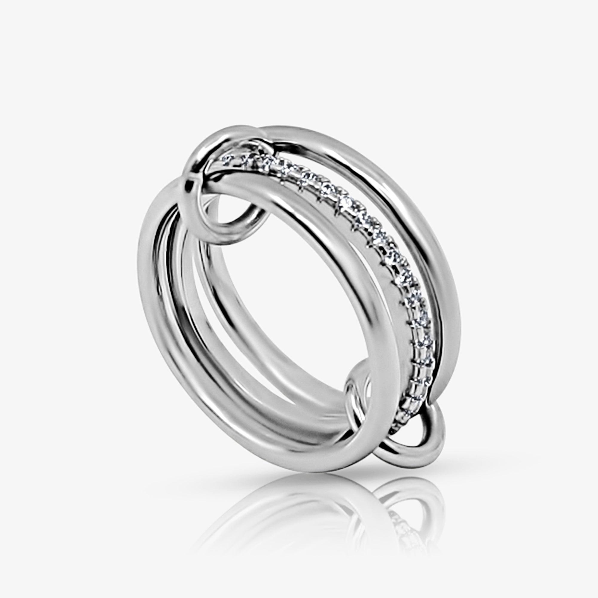 Stacked Linked Crystal Band Ring - Vantage Jewelry