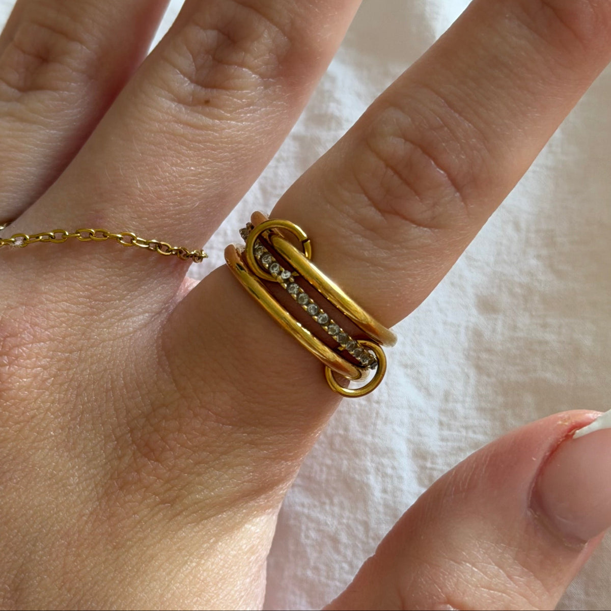 Stacked Linked Crystal Band Ring - Vantage Jewelry