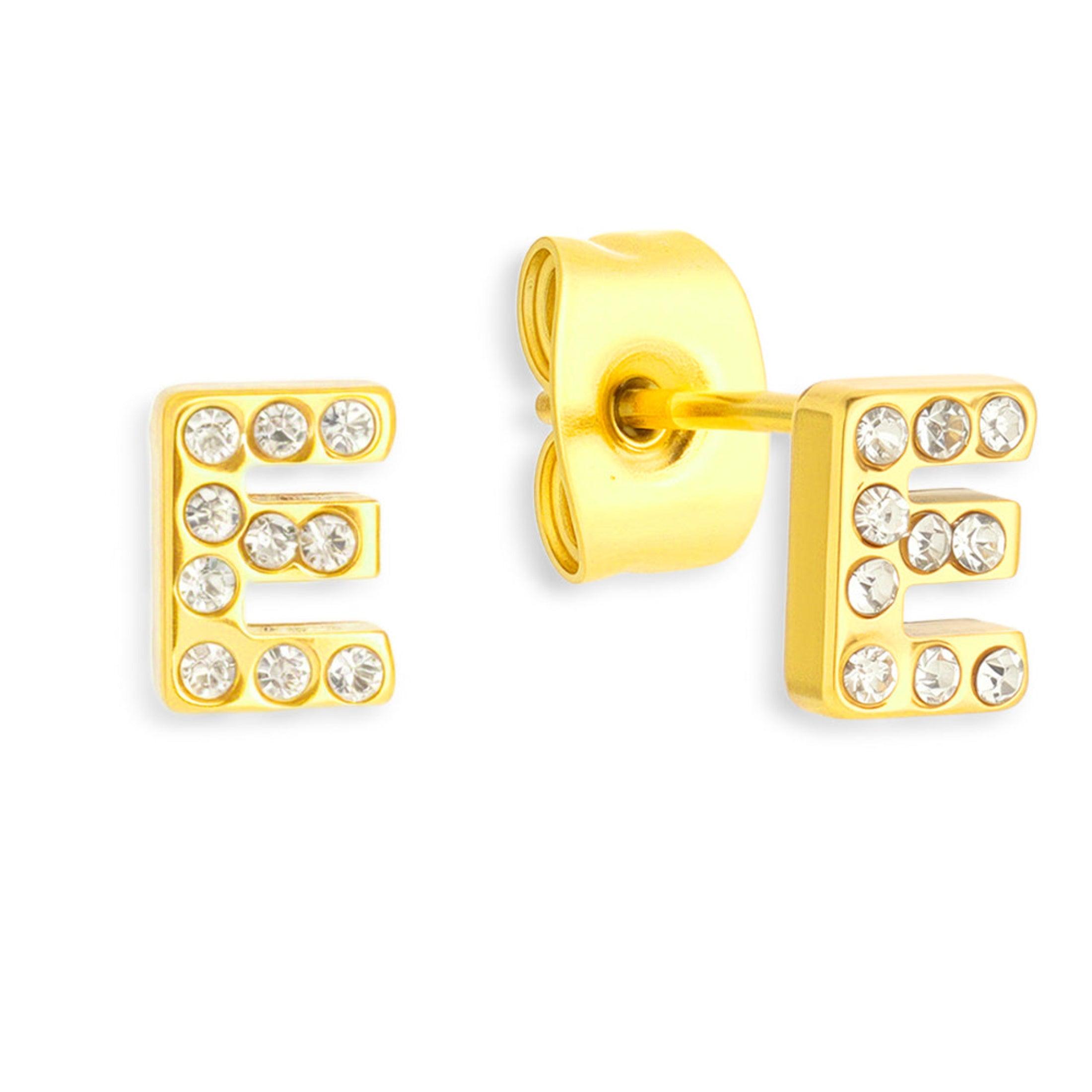 Crystal Initial Stud Earrings - Vantage Jewelry