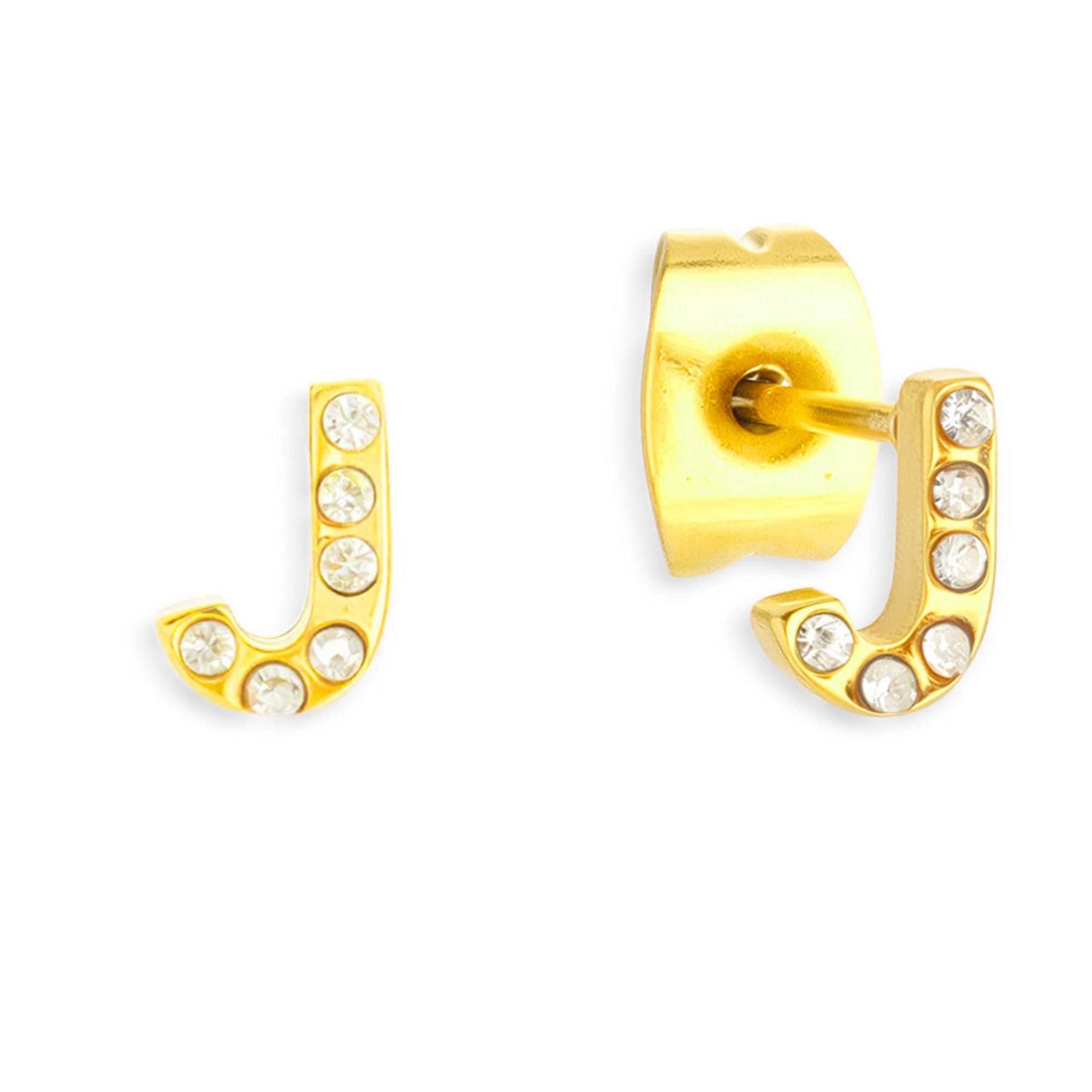 Crystal Initial Stud Earrings - Vantage Jewelry