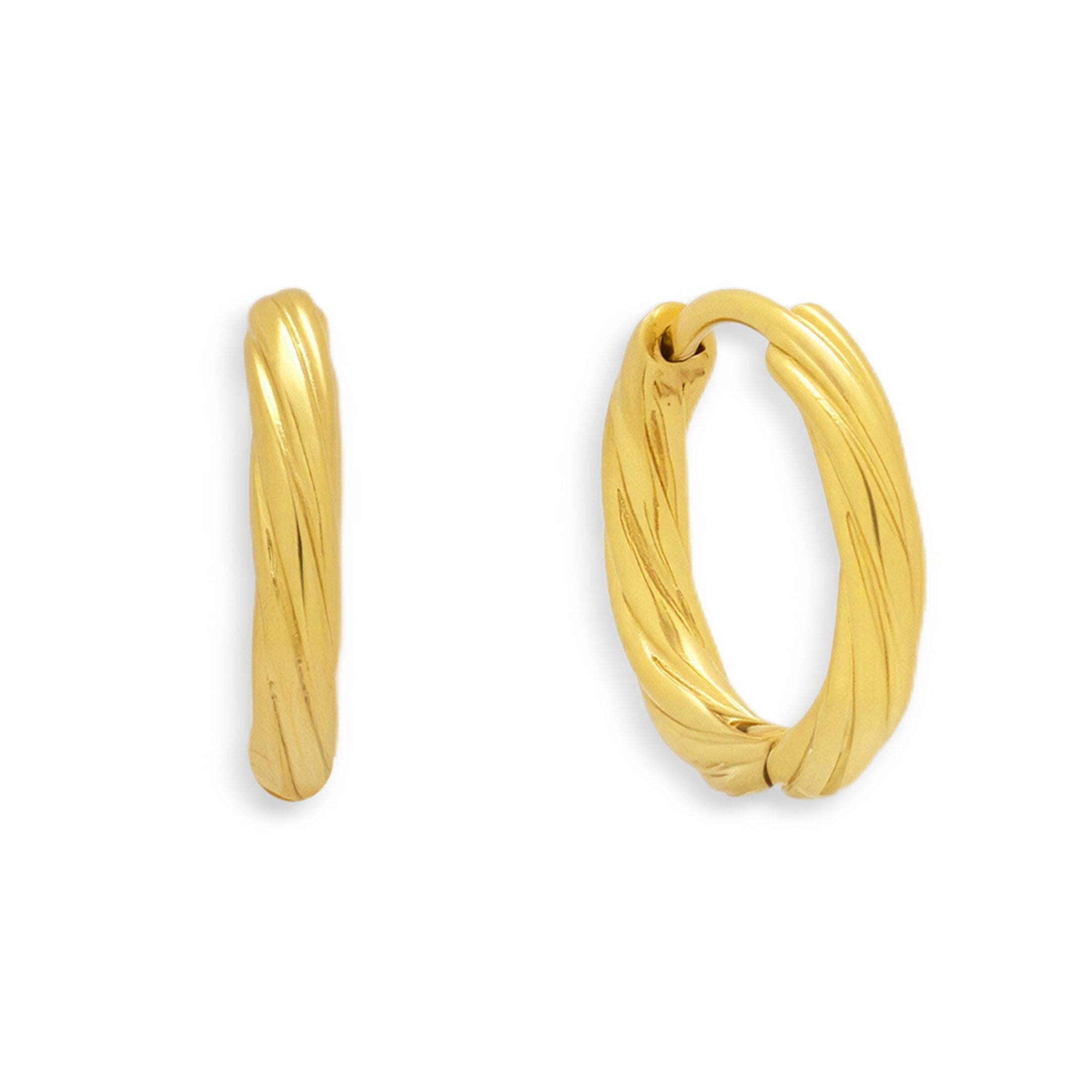 Twist Texture Huggie Hoop Earrings - Vantage Jewelry