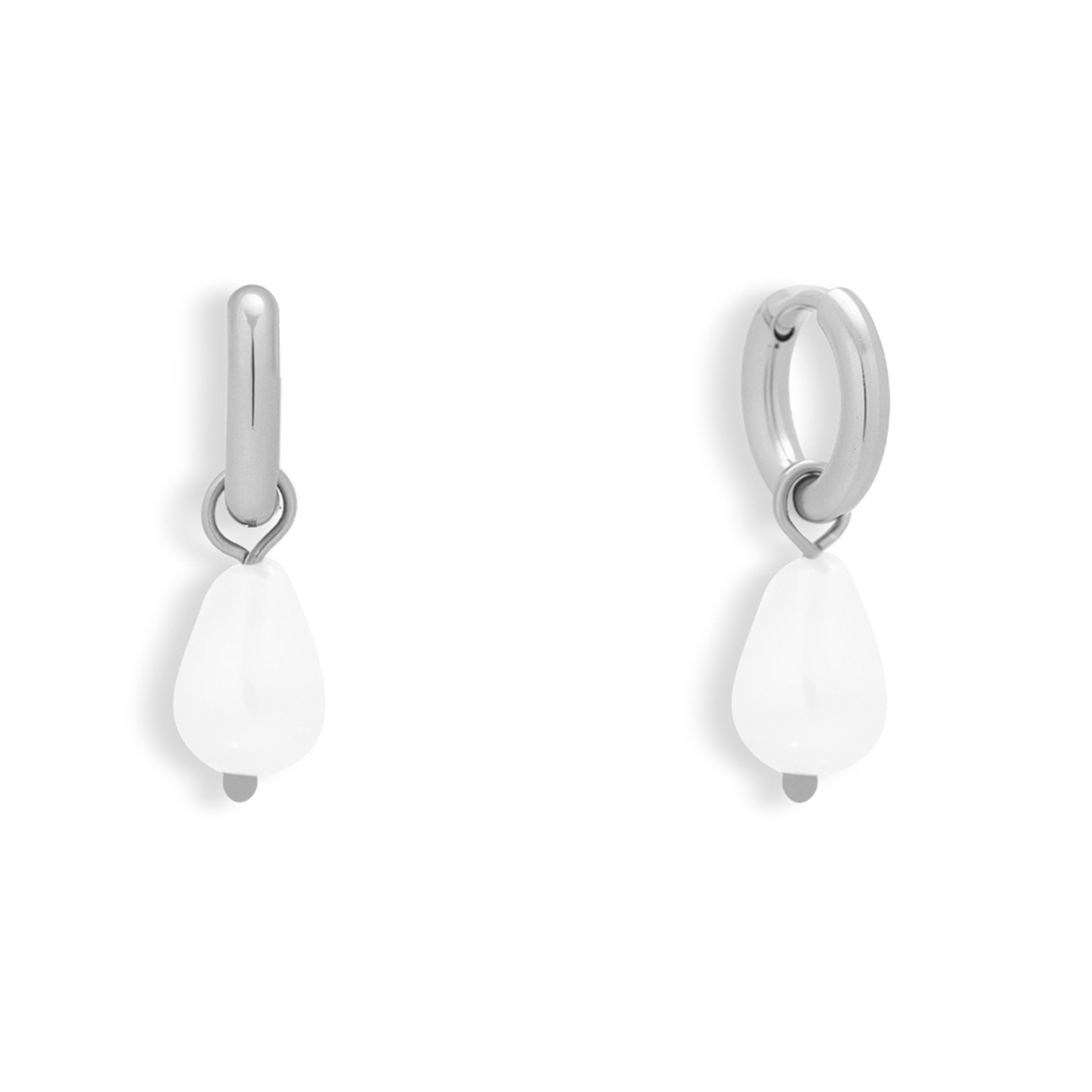 Pearl Drop Charm Hoop Earrings - Vantage Jewelry