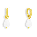 Pearl Drop Charm Hoop Earrings - Vantage Jewelry