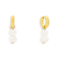 Double Pearl Drop Hoop Earrings - Vantage Jewelry