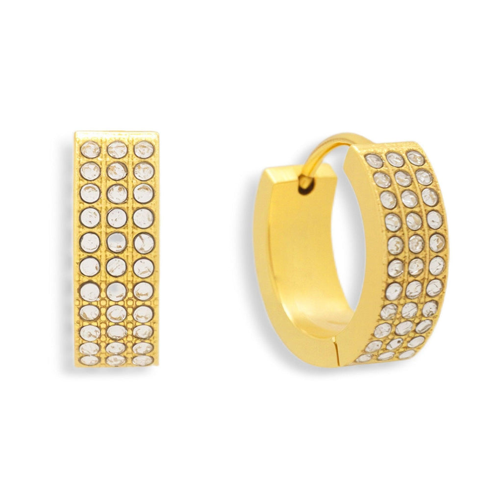 Pavé Crystal Huggie Hoop Earrings - Vantage Jewelry