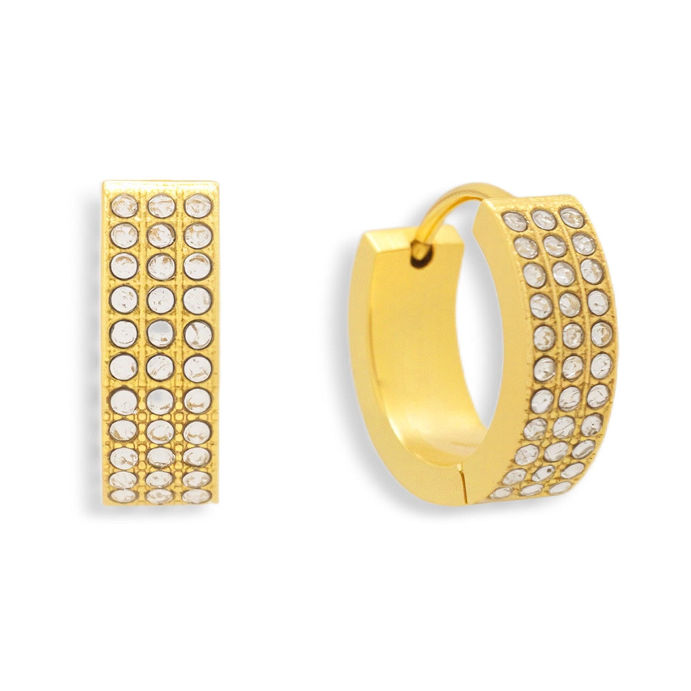 Pavé Crystal Huggie Hoop Earrings - Vantage Jewelry