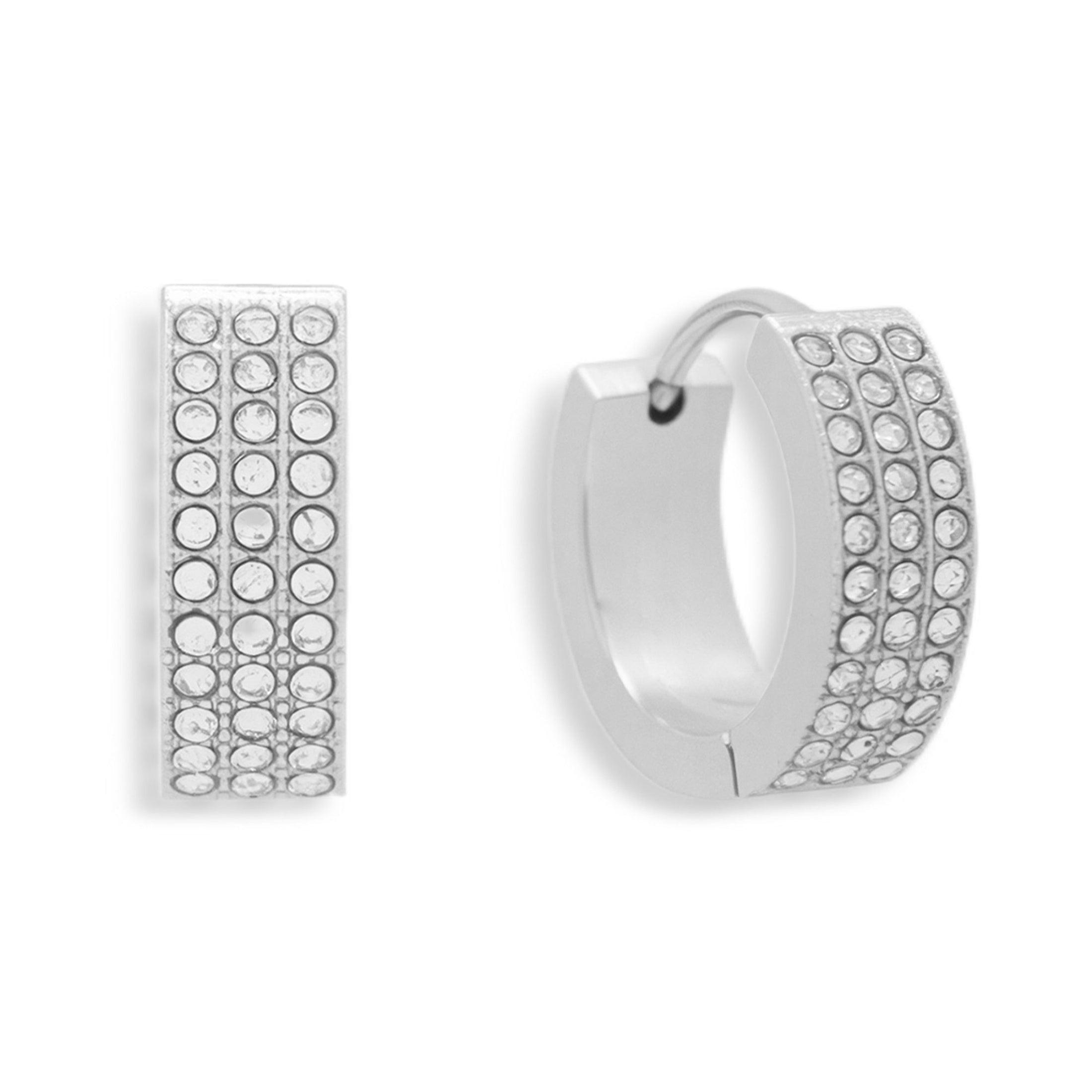 Pavé Crystal Huggie Hoop Earrings - Vantage Jewelry