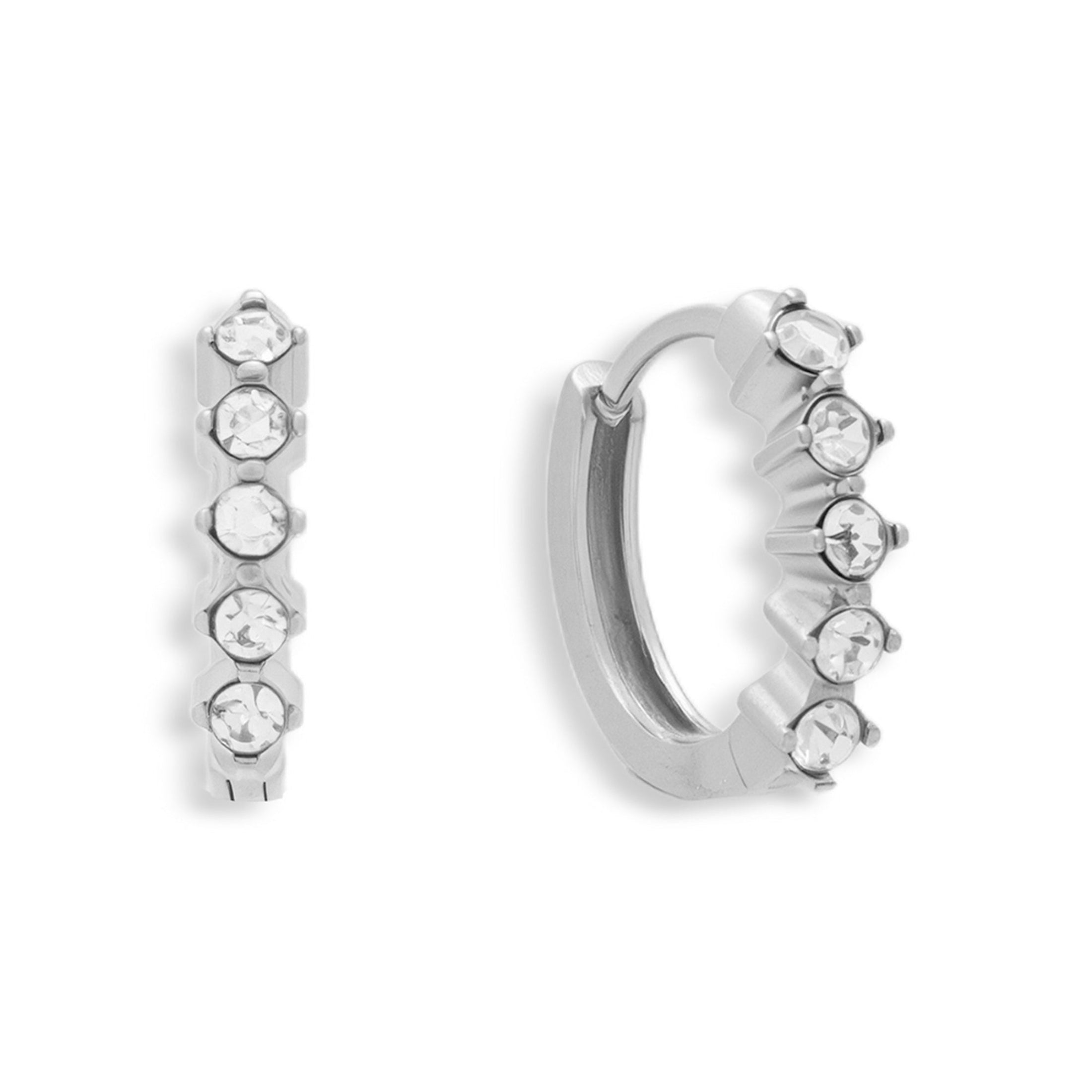 Crystal Row Huggie Hoop Earrings - Vantage Jewelry
