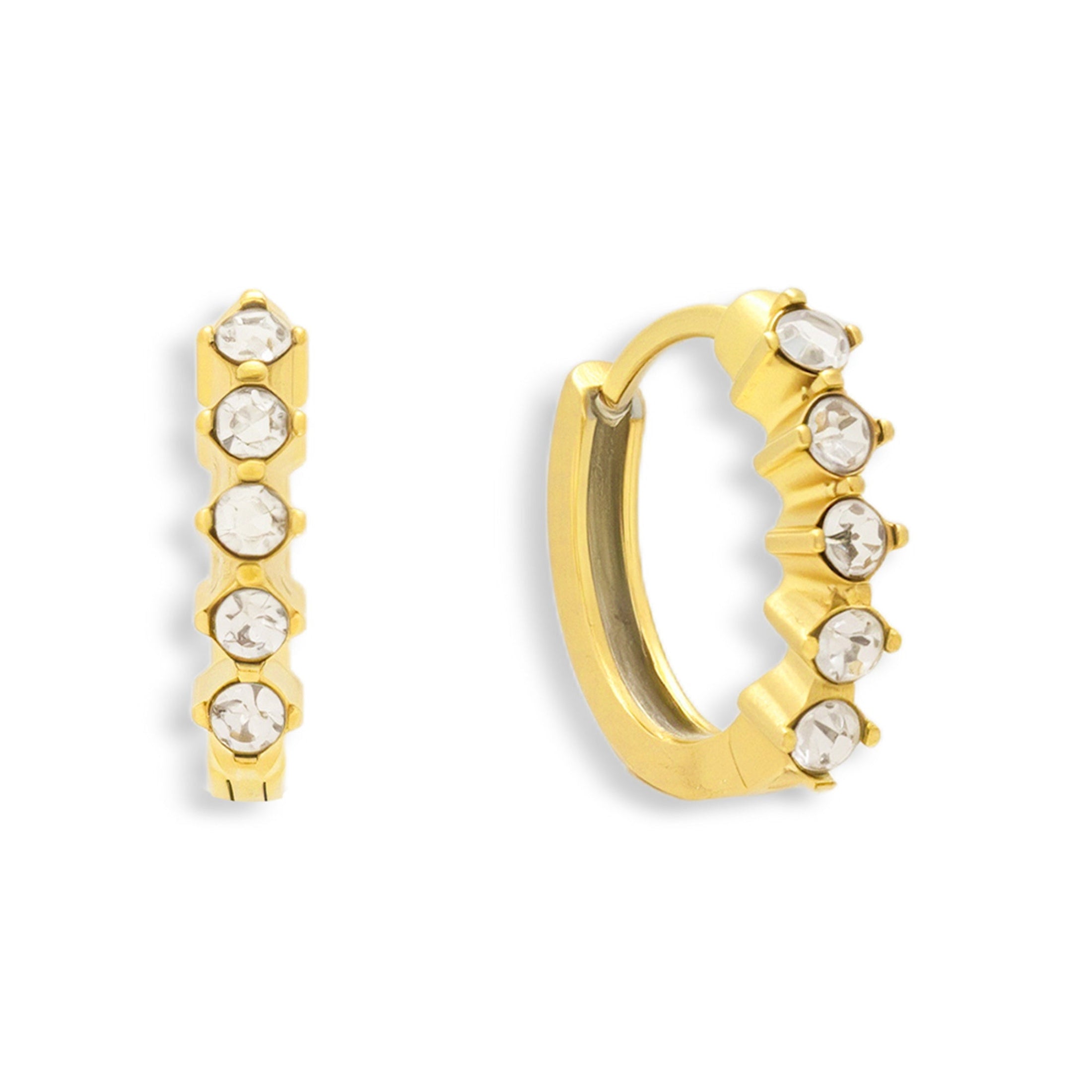 Crystal Row Huggie Hoop Earrings - Vantage Jewelry