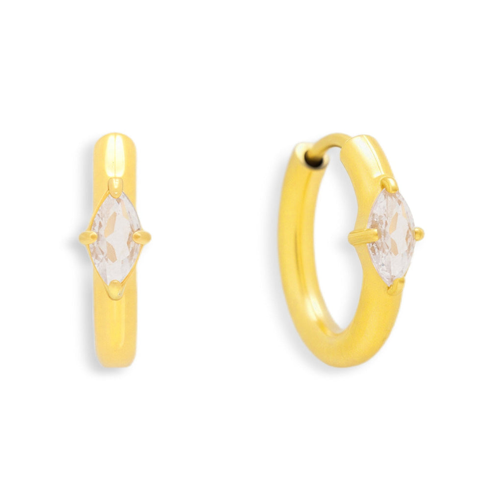 Marquise Crystal Huggie Hoop Earrings - Vantage Jewelry