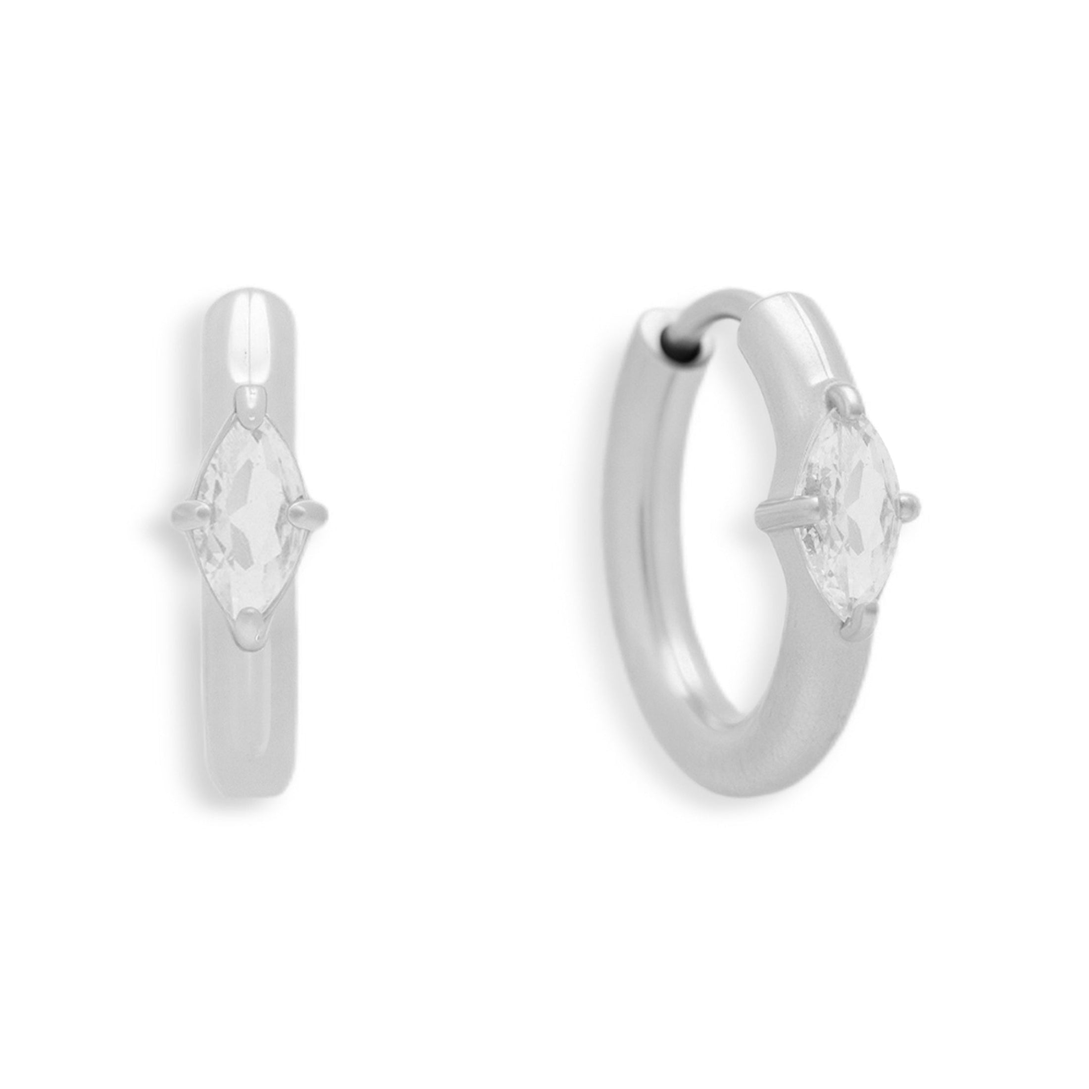 Marquise Crystal Huggie Hoop Earrings - Vantage Jewelry