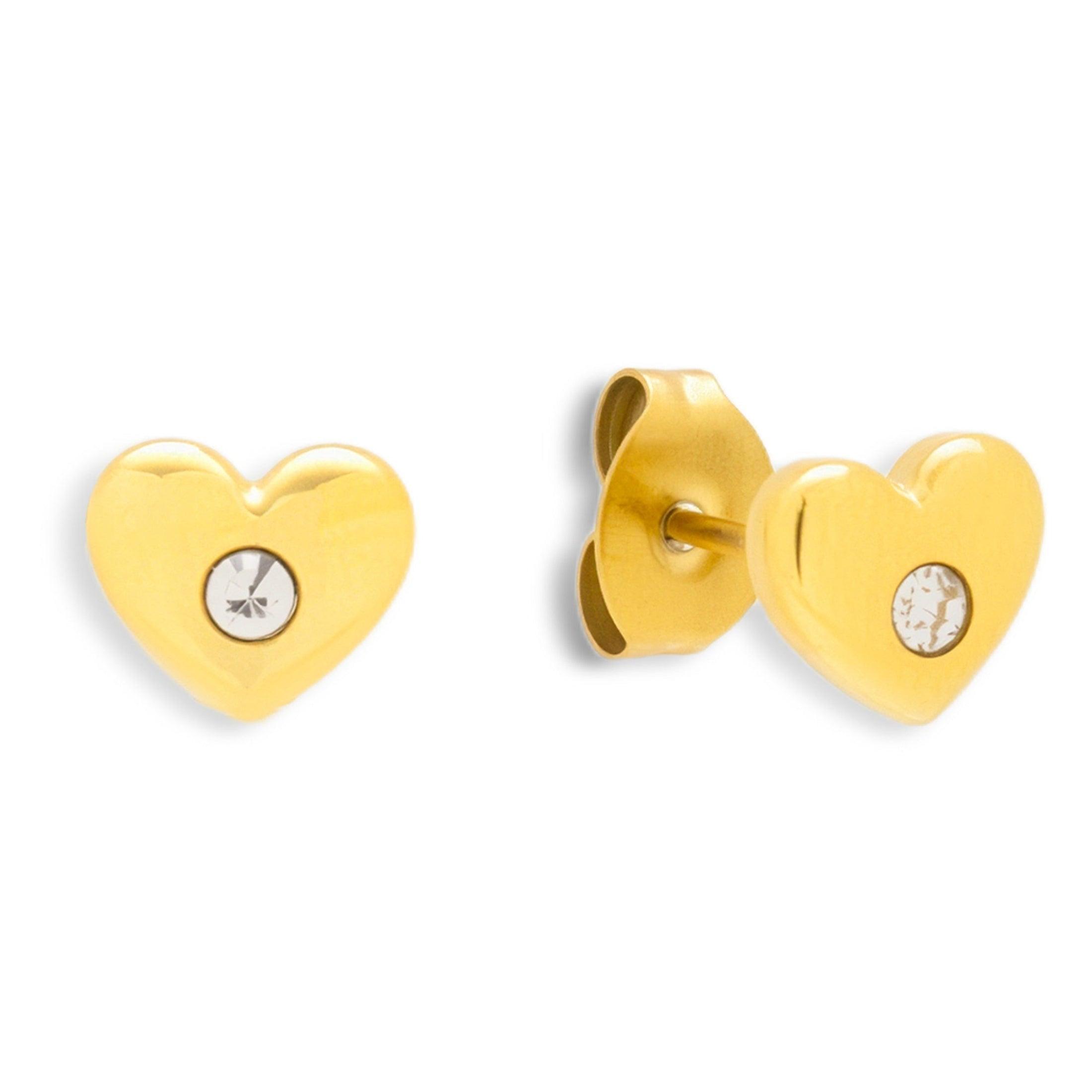 Crystal Heart Stud Earrings - Vantage Jewelry