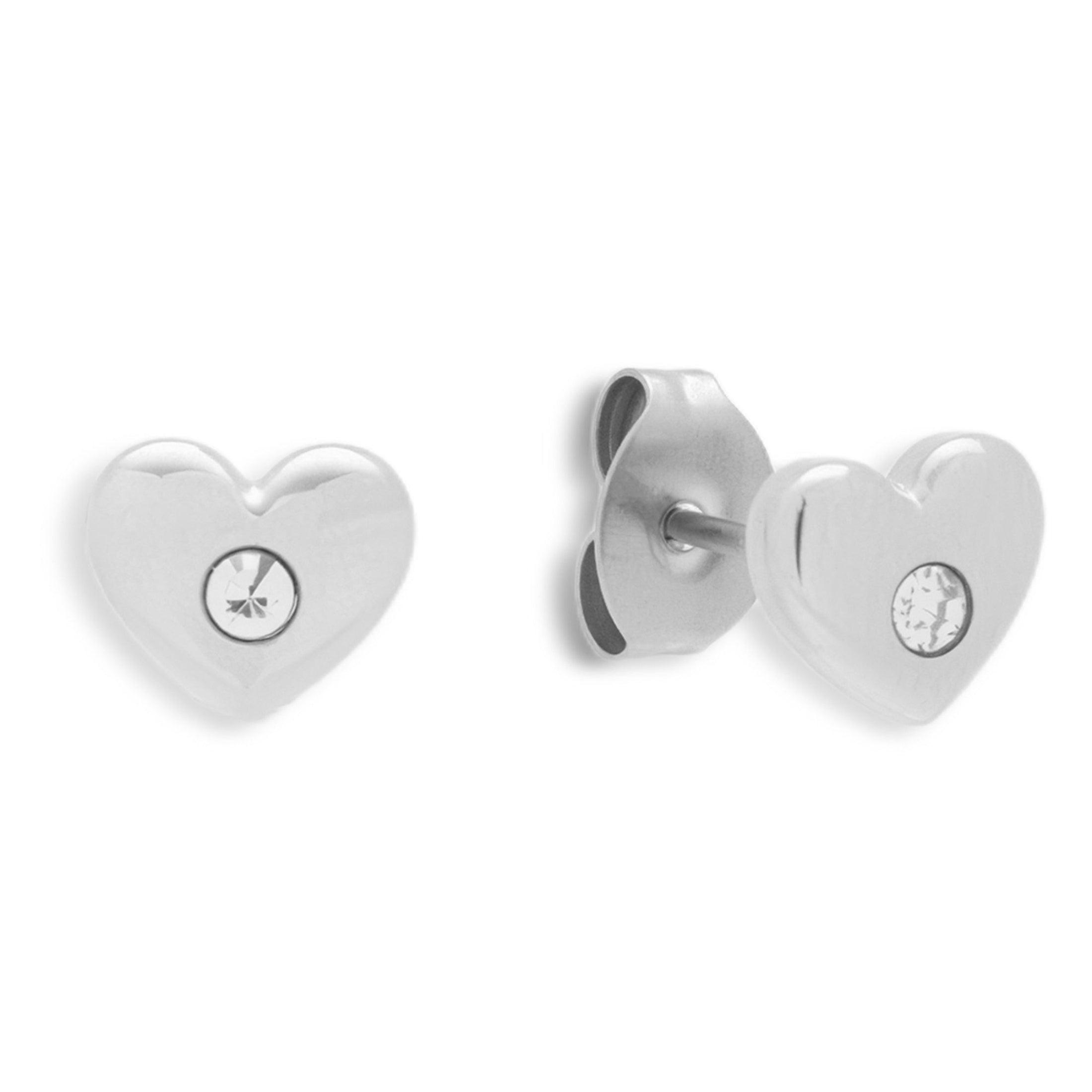 Crystal Heart Stud Earrings - Vantage Jewelry