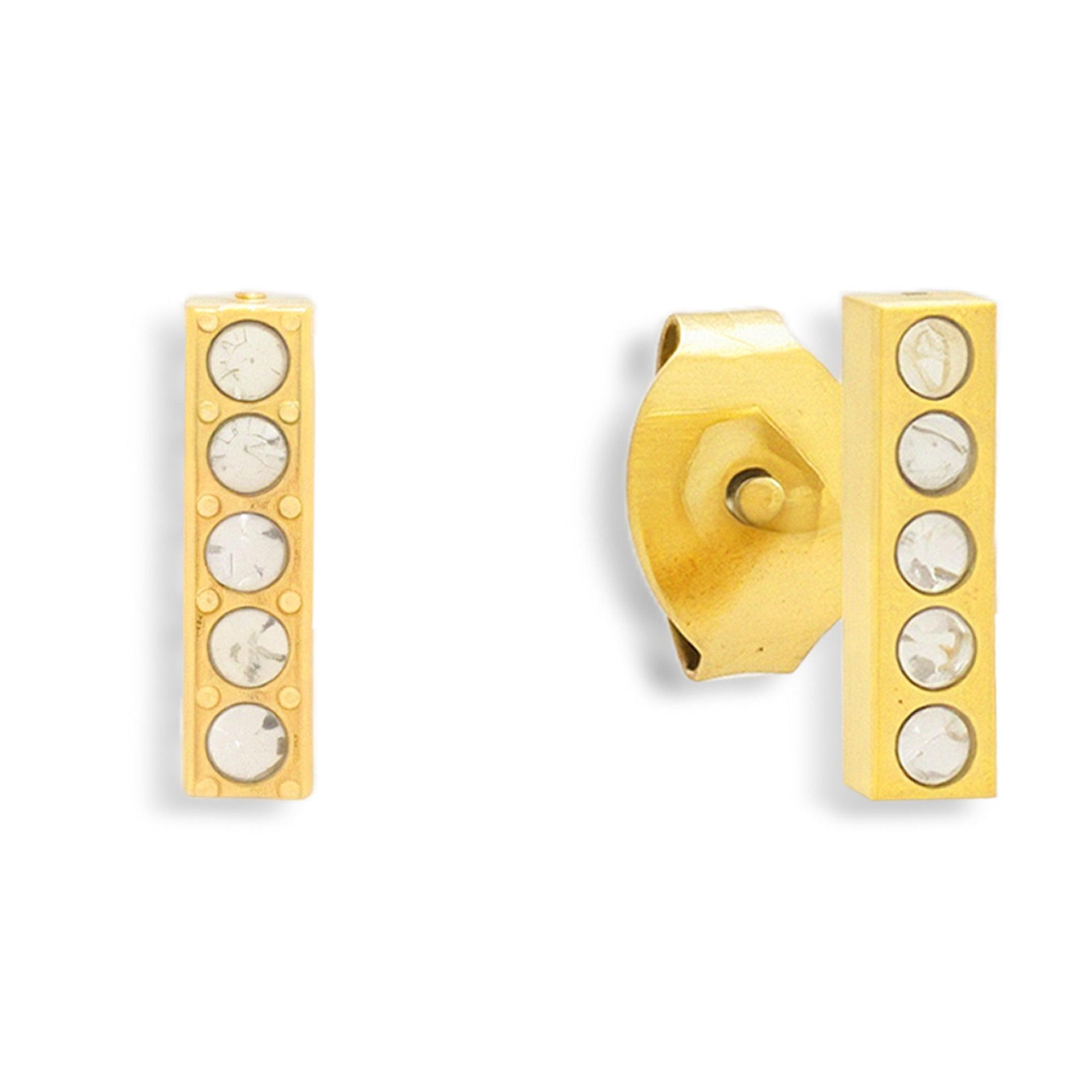 Crystal Bar Stud Earrings - Vantage Jewelry