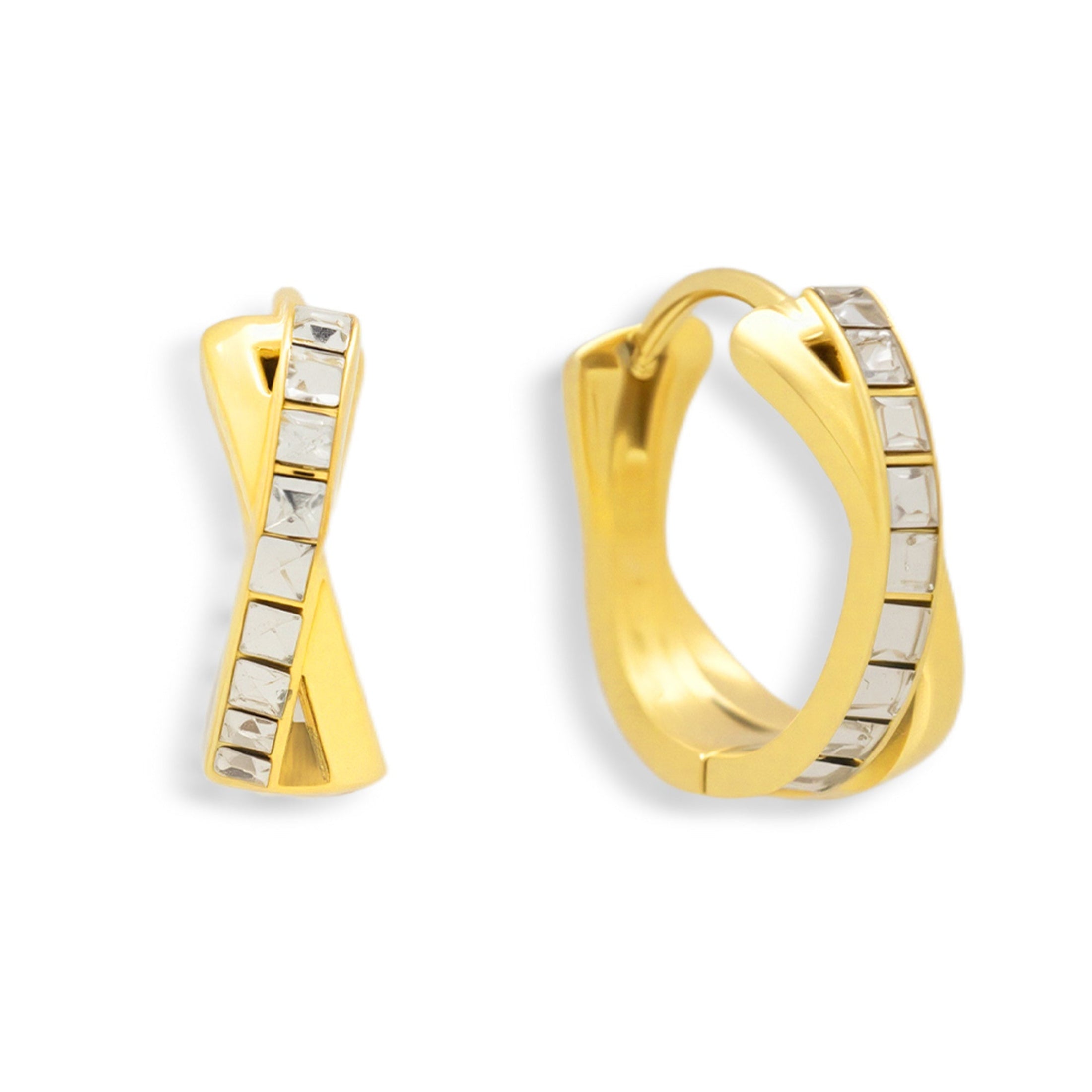 Crystal Twist Hoop Earrings - Vantage Jewelry