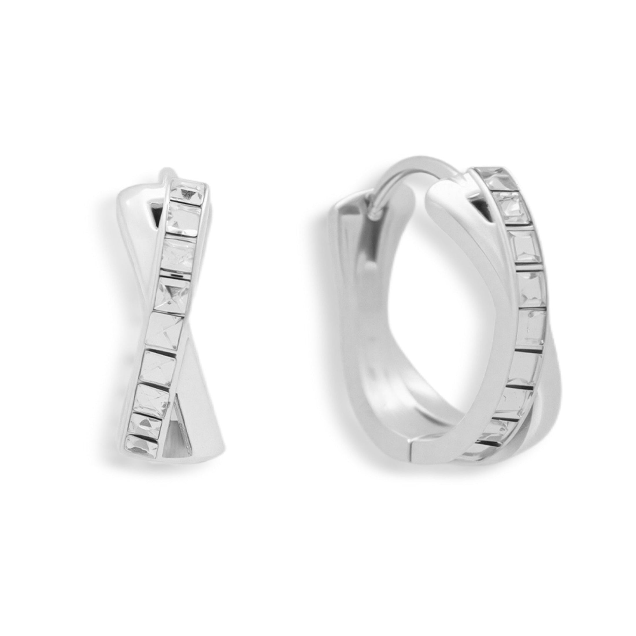 Crystal Twist Hoop Earrings - Vantage Jewelry
