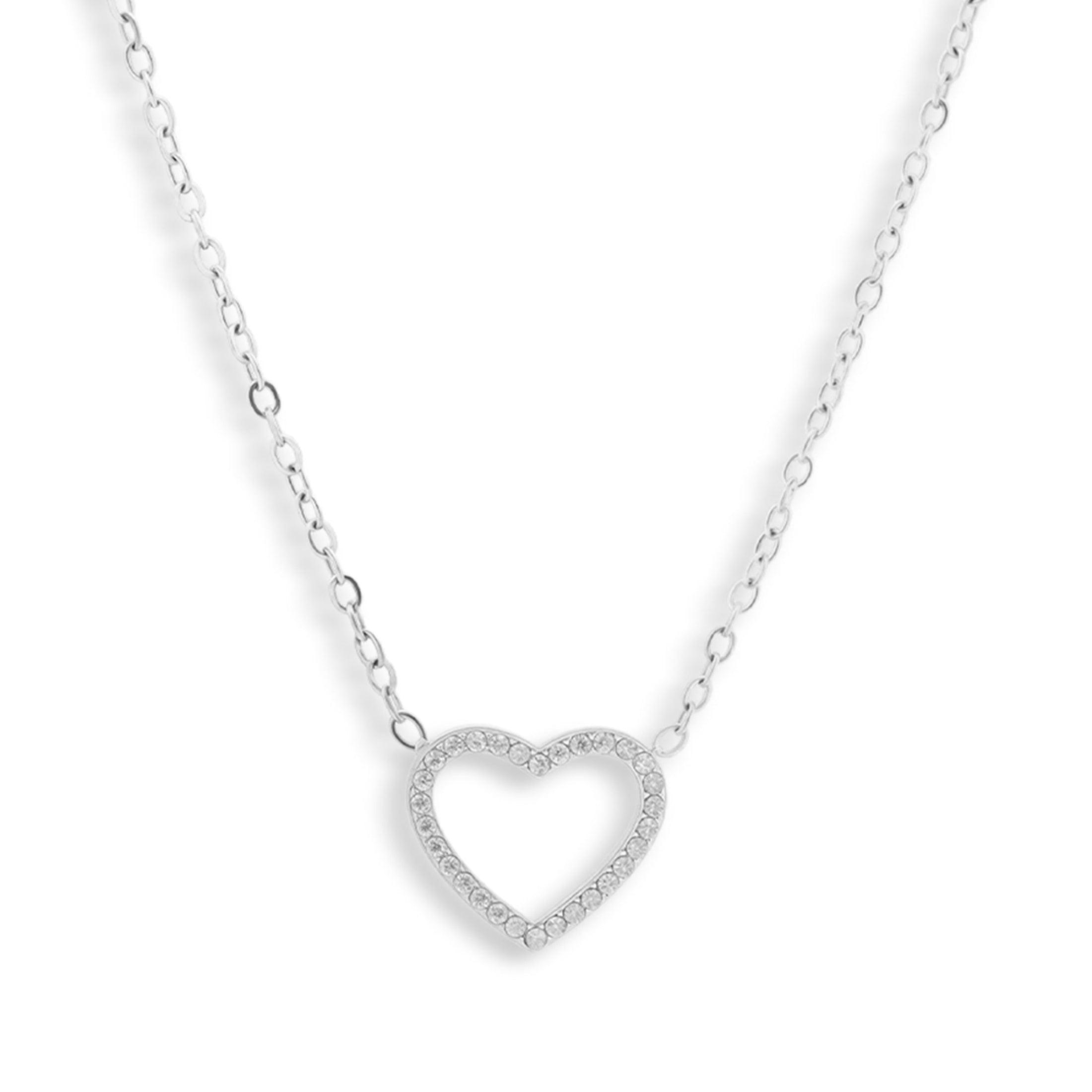 Crystal Heart Outline Necklace - Vantage Jewelry