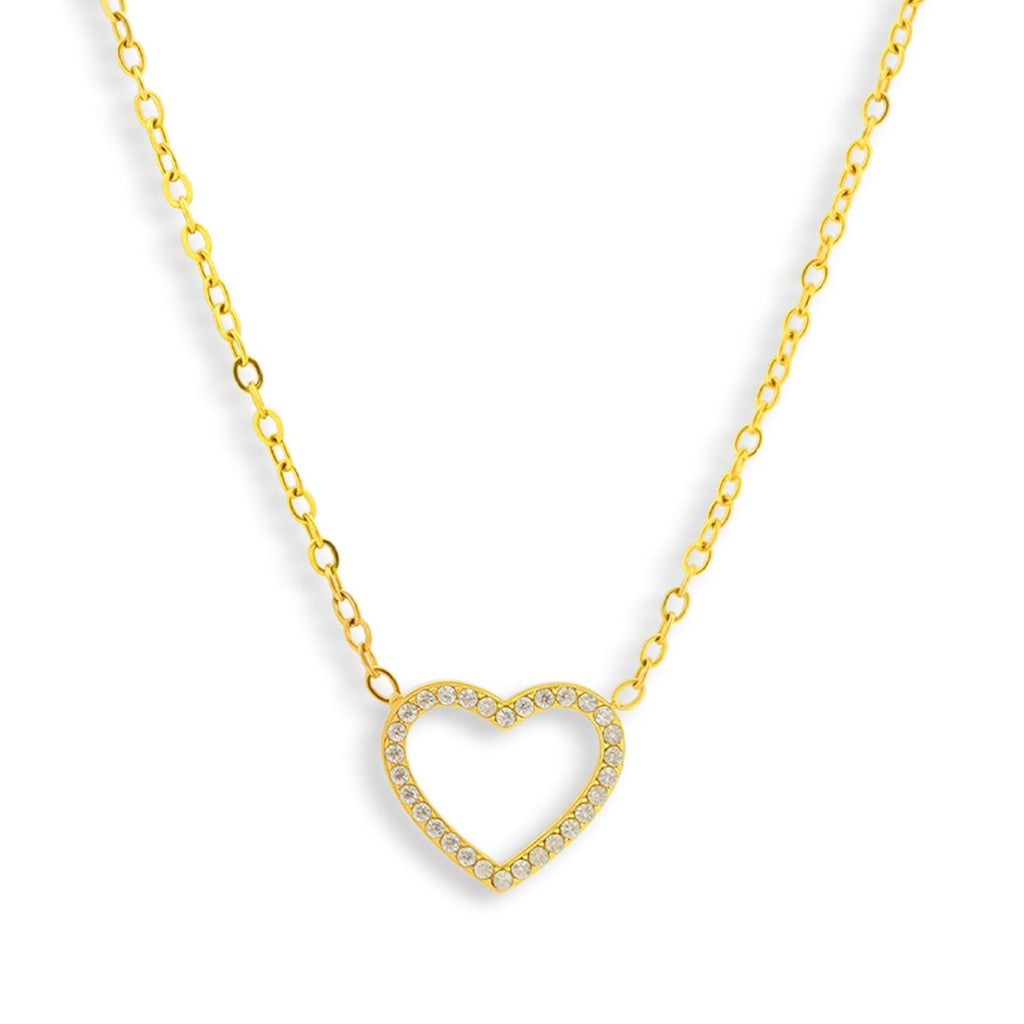 Crystal Heart Outline Necklace - Vantage Jewelry