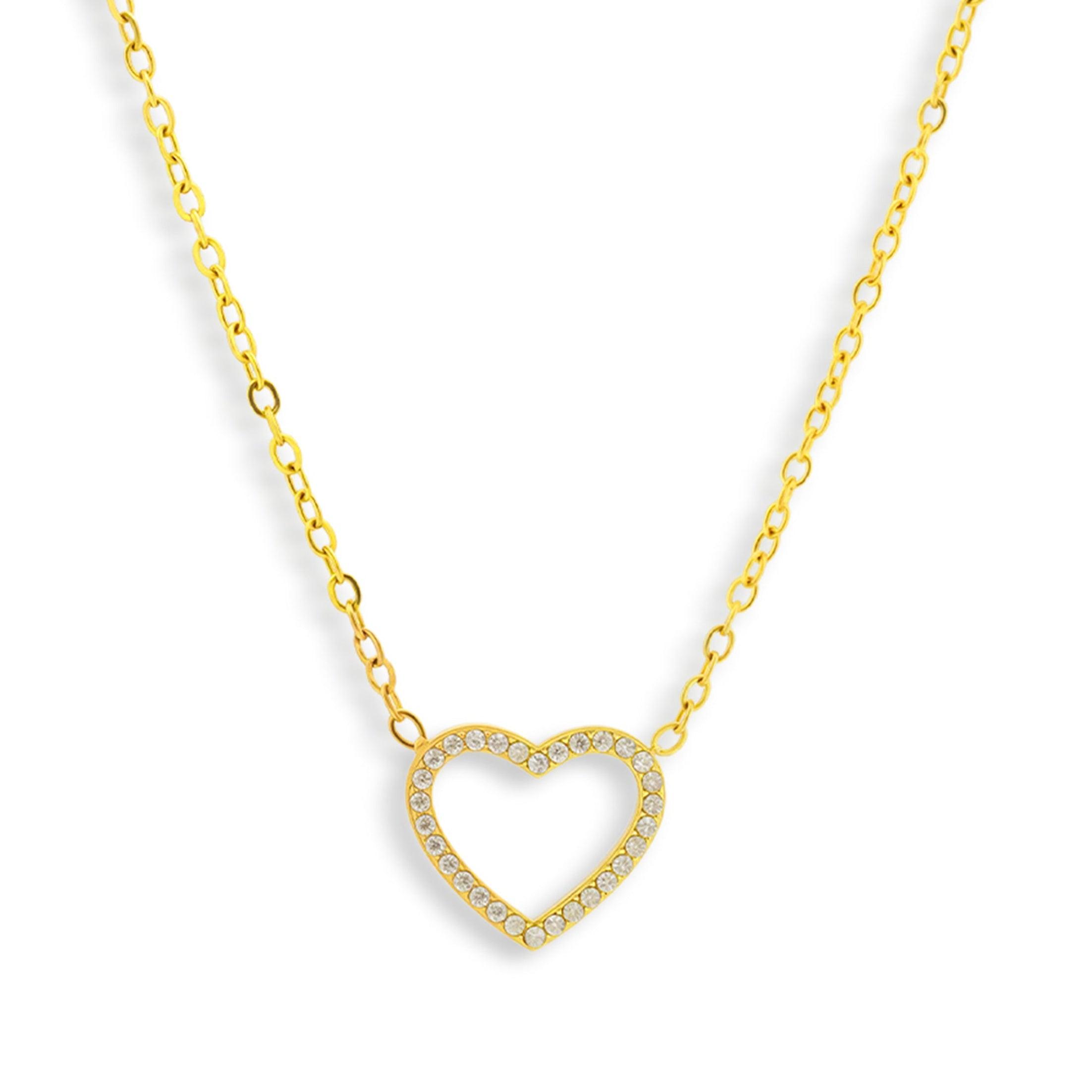 Crystal Heart Outline Necklace - Vantage Jewelry