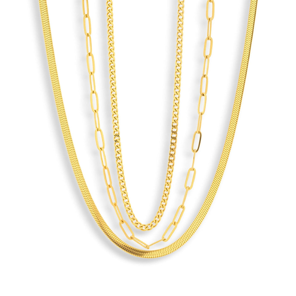 Triple Layer Chain Necklace Set - Vantage Jewelry