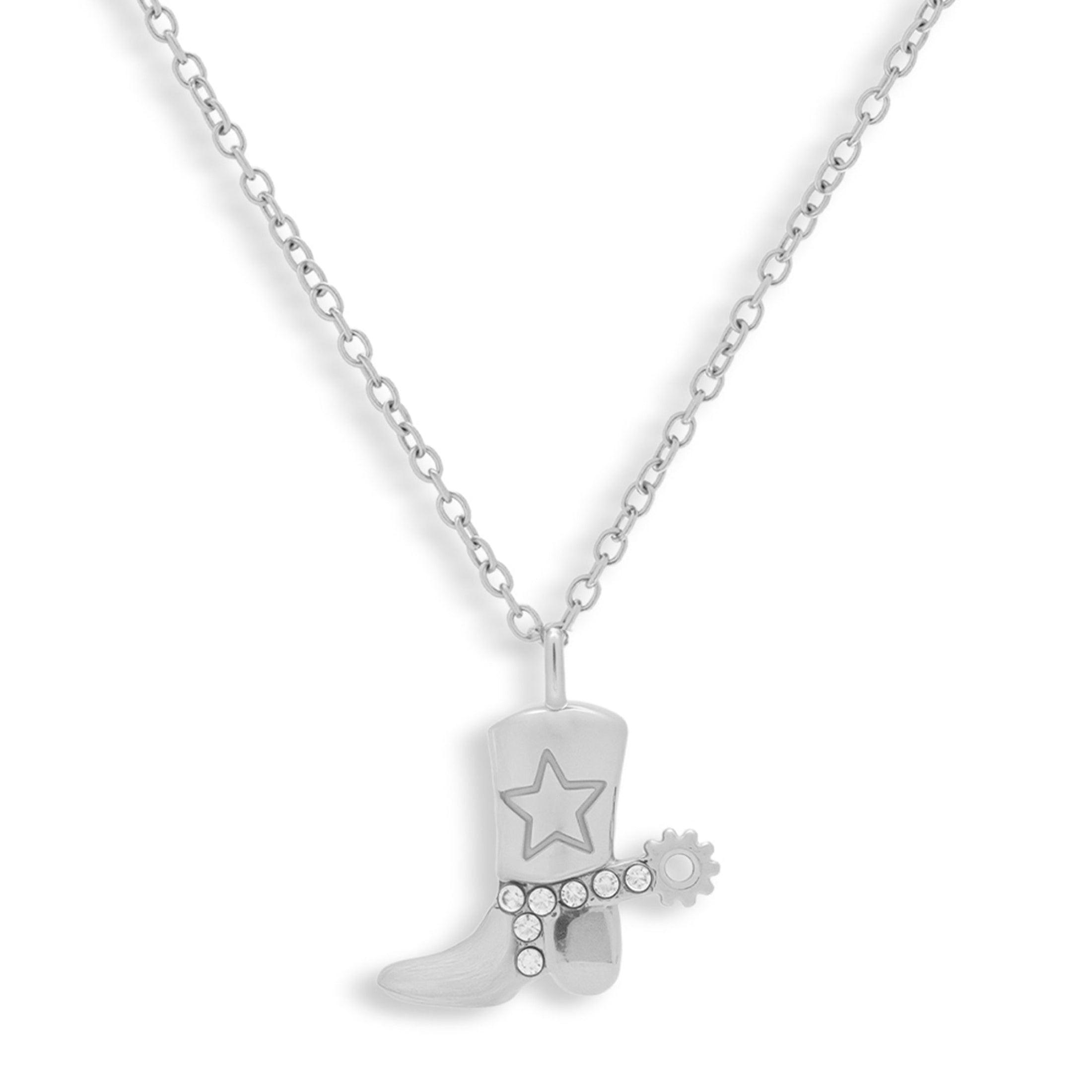 Cowboy Boot Crystal Charm Necklace - Vantage Jewelry