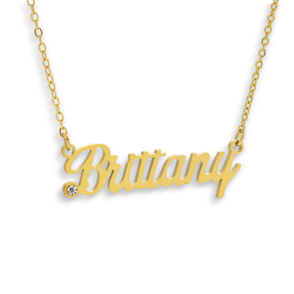 Custom/Personalized Nameplate with Gemstone Necklace - Vantage Jewelry