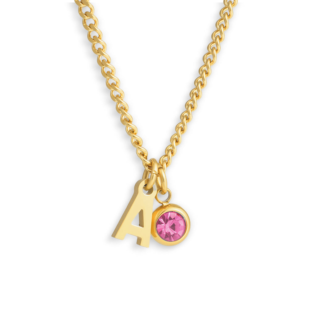 Custom/Personalized Initial Pendant Necklace w/ Birthstone - Vantage Jewelry
