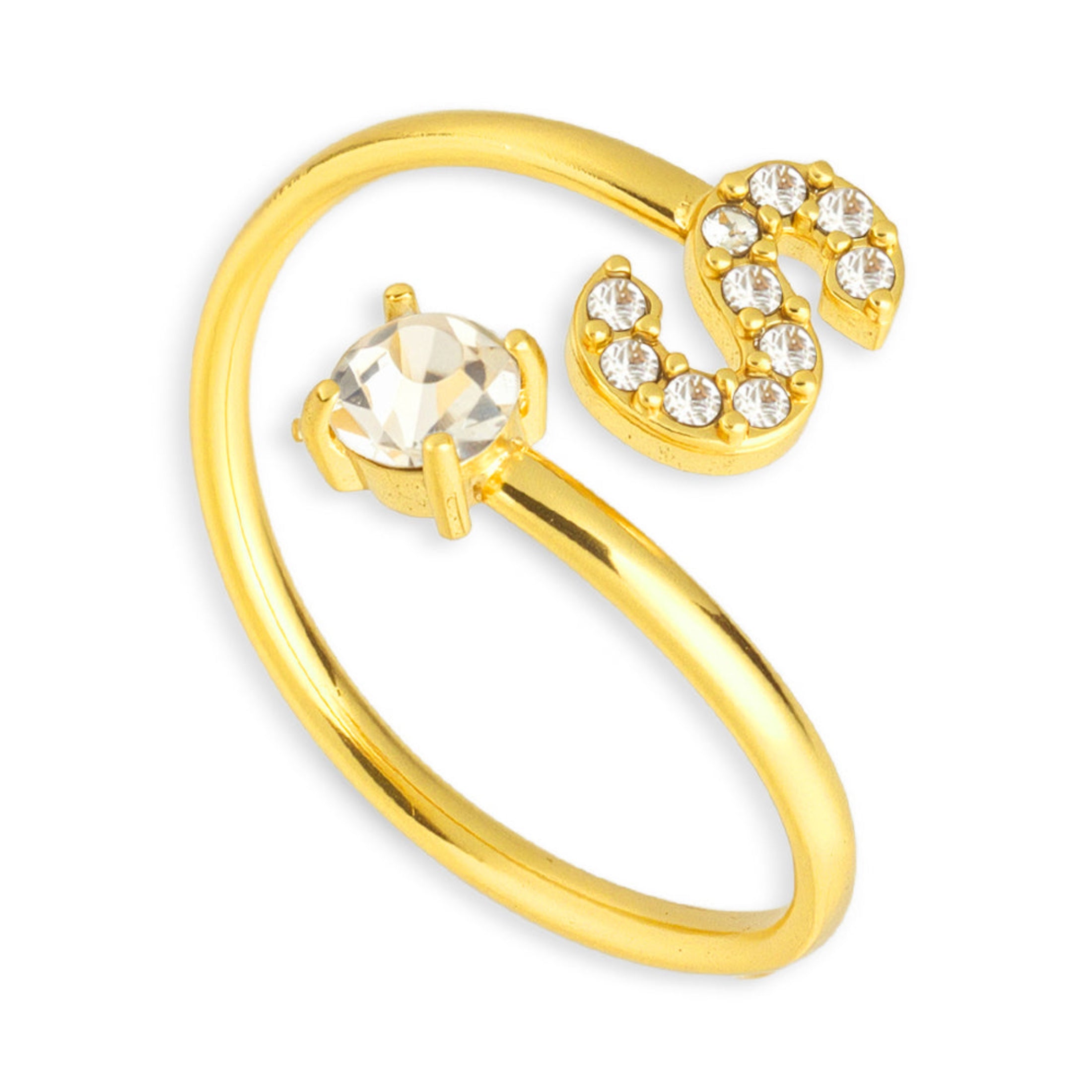 Sparkle Initial Wrap Ring - Vantage Jewelry