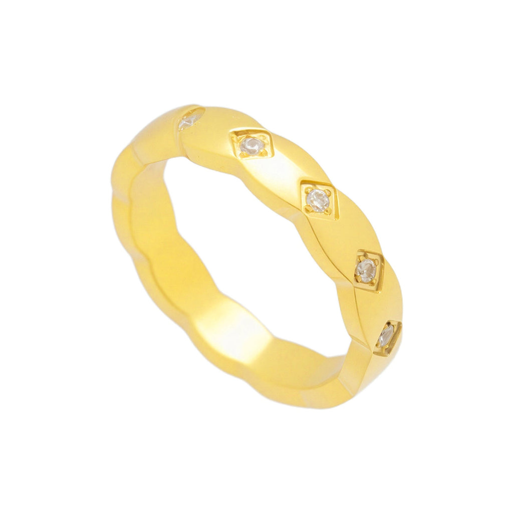 Twist Crystal Inset Ring - Vantage Jewelry