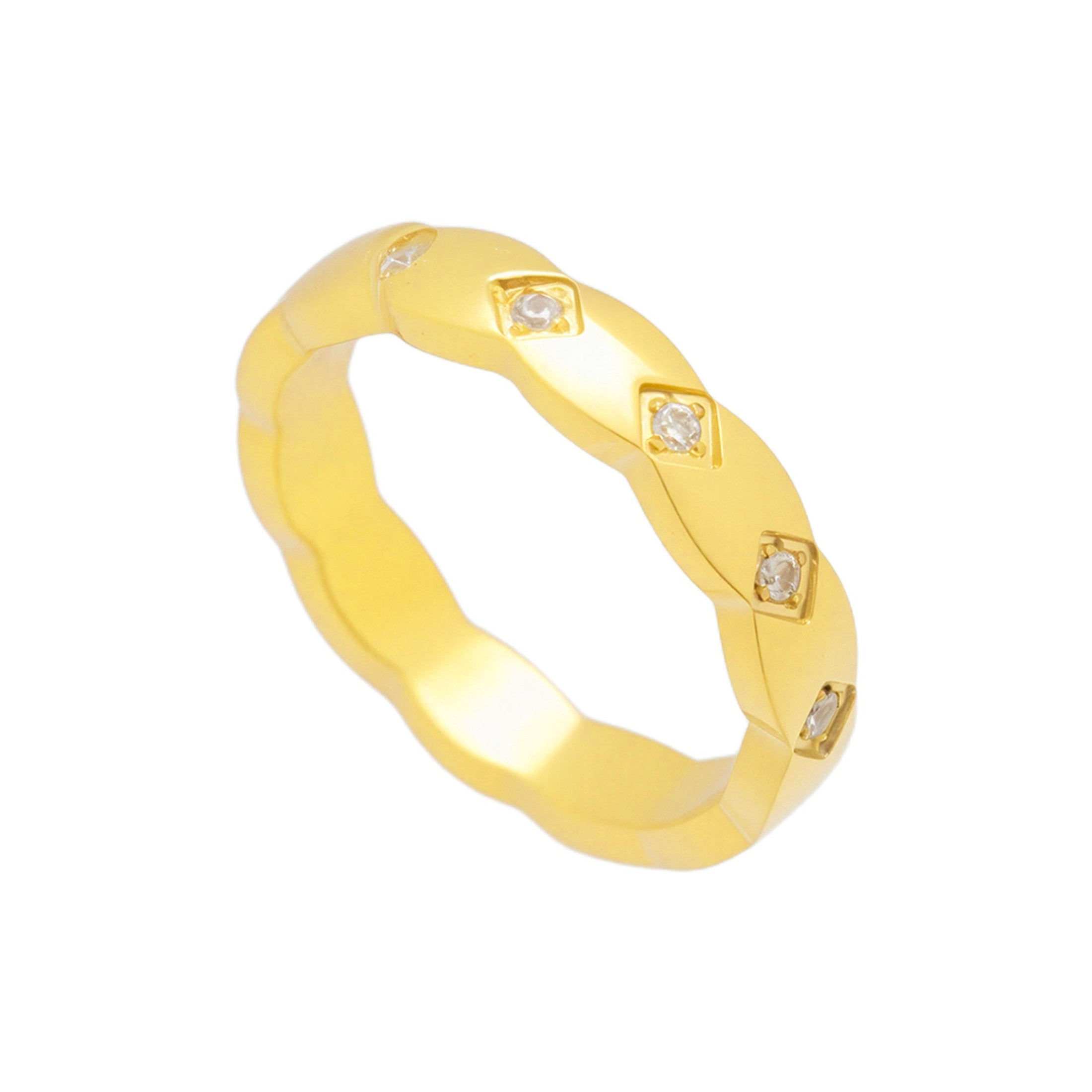 Twist Crystal Inset Ring - Vantage Jewelry