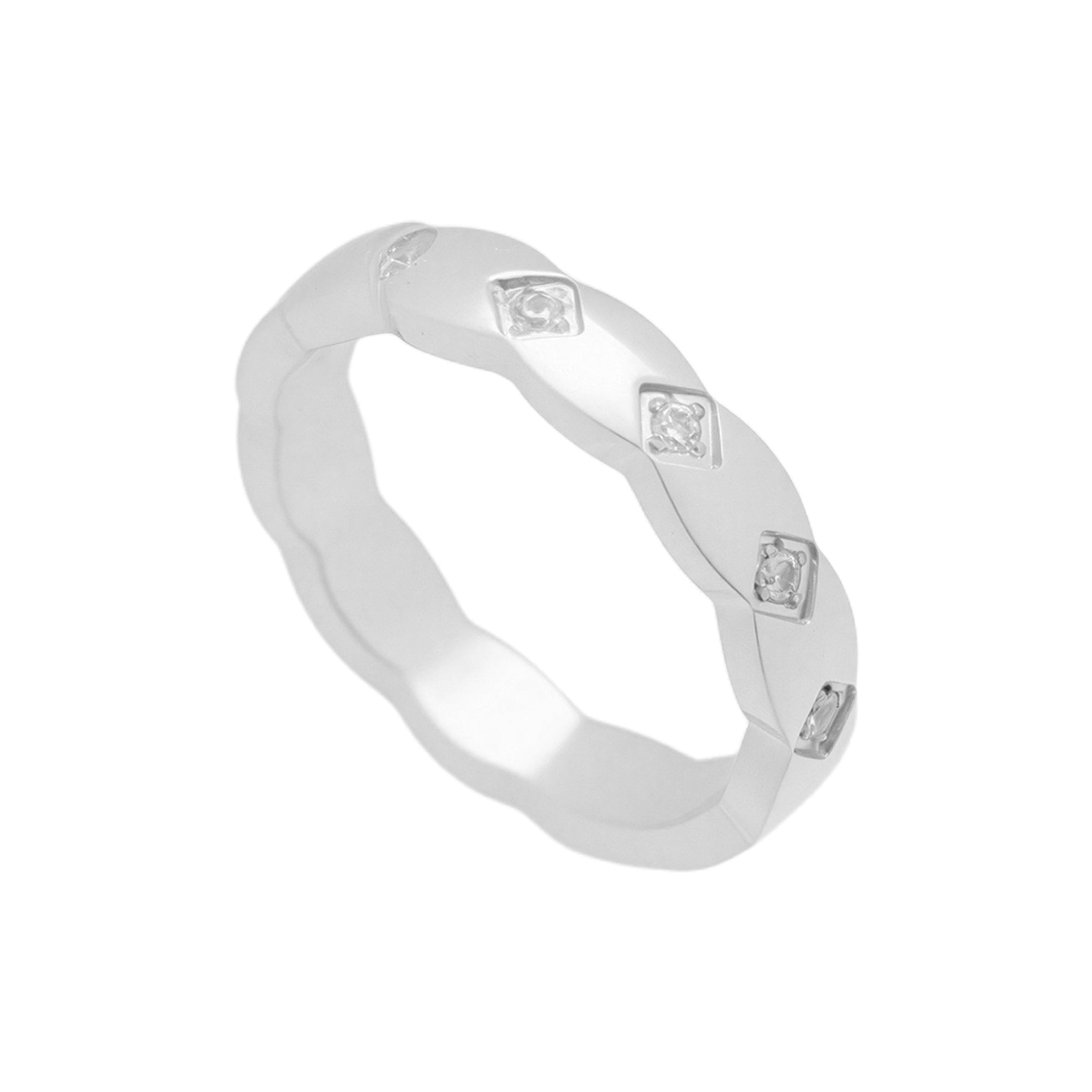 Twist Crystal Inset Ring - Vantage Jewelry