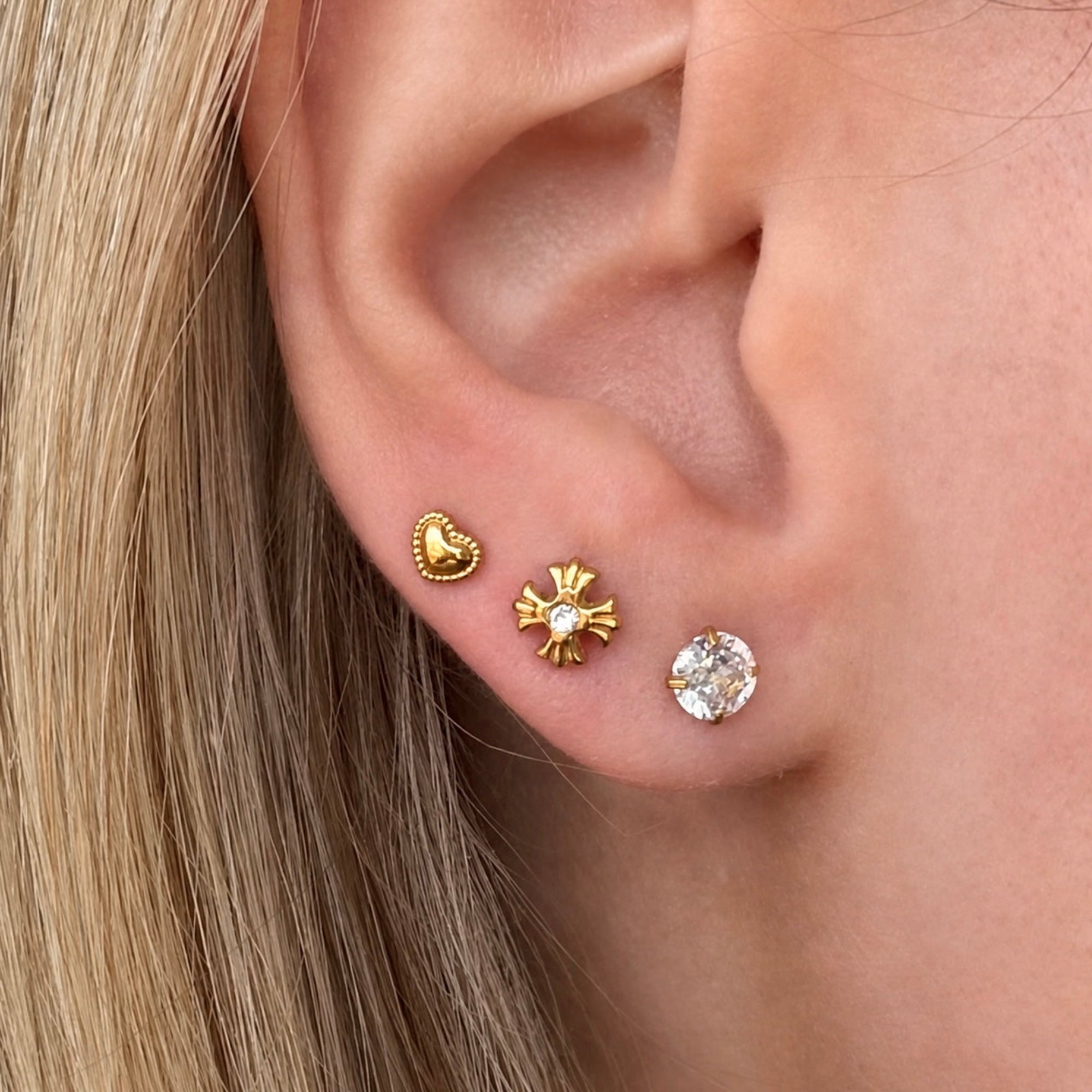 Sweetheart Flat Back Earrings Set - Vantage Jewelry