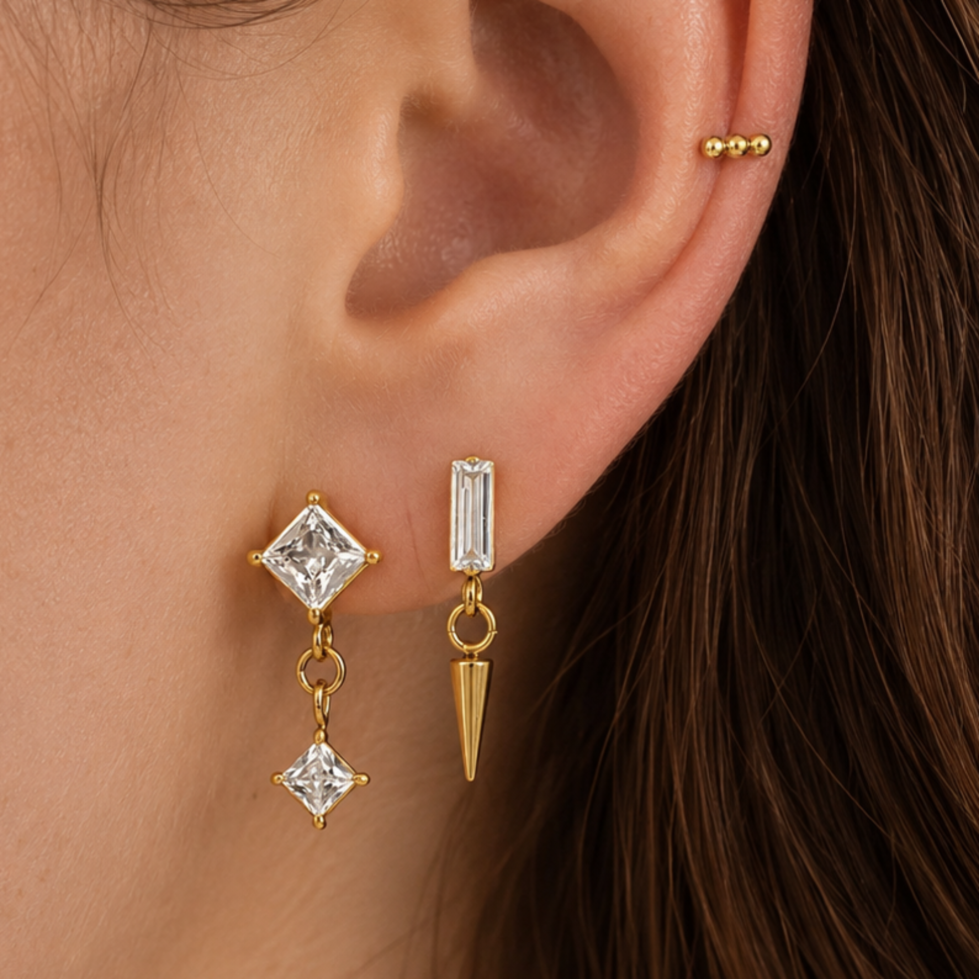 Cool Girl Flat Back Earrings 3 Piece Set - Vantage Jewelry