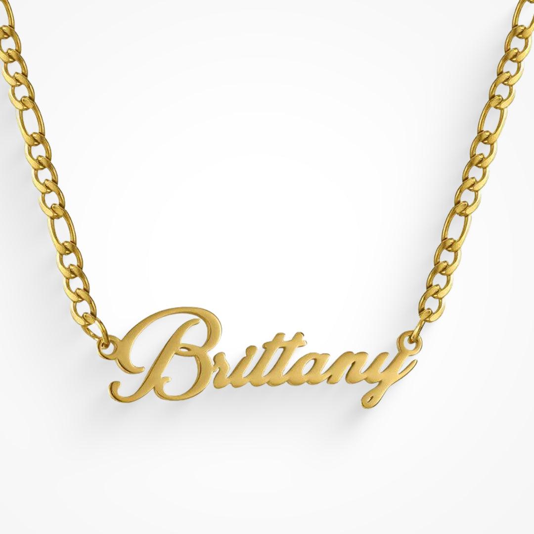 Custom/Personalized Nameplate Figaro Necklace - Vantage Jewelry