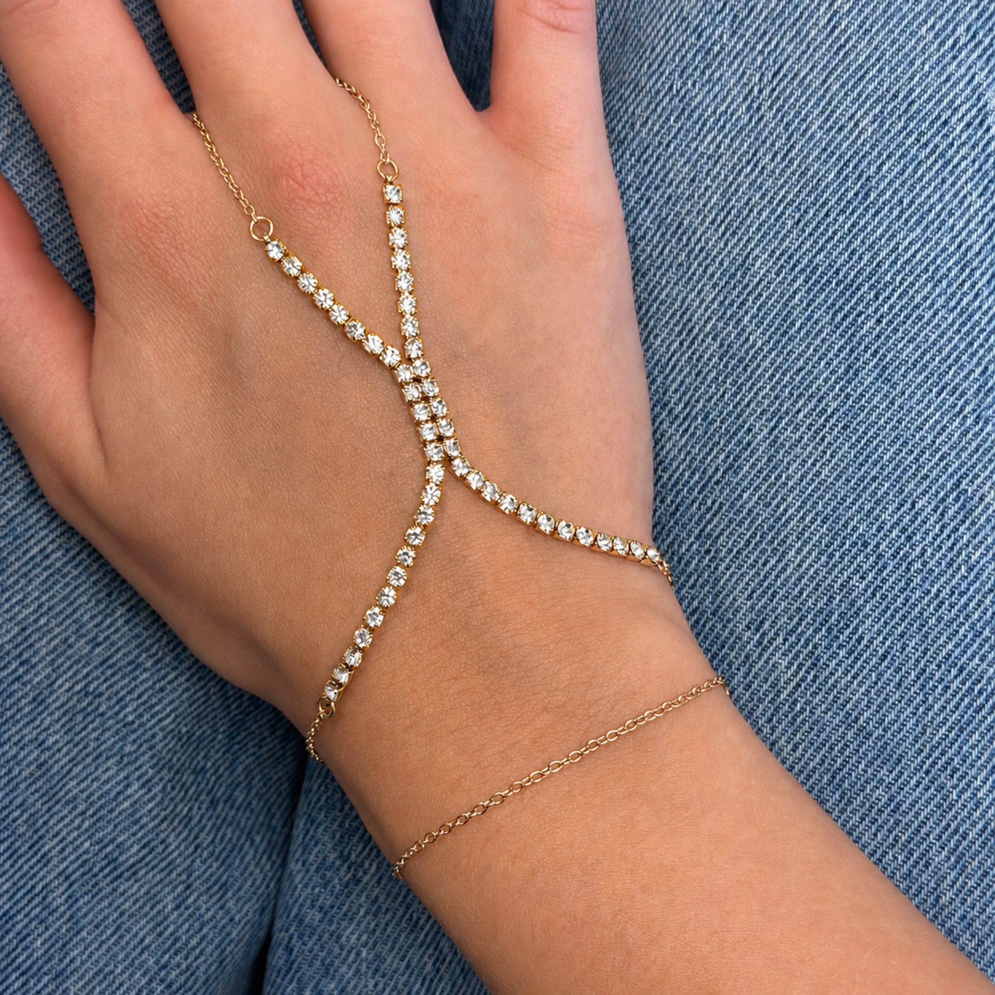 Frosted Tennis Hand Chain - Vantage Jewelry