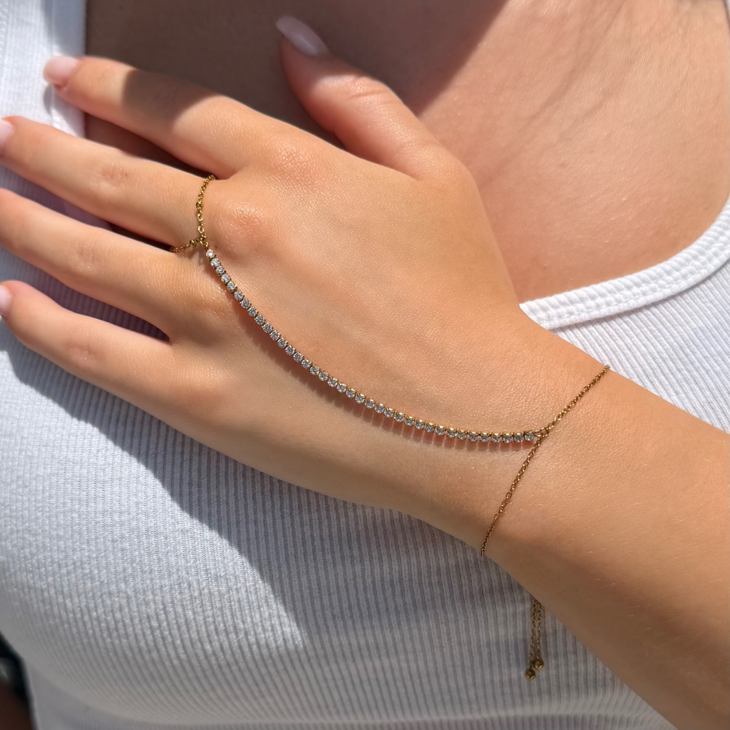 Shine Bright Tennis Hand Chain - Vantage Jewelry