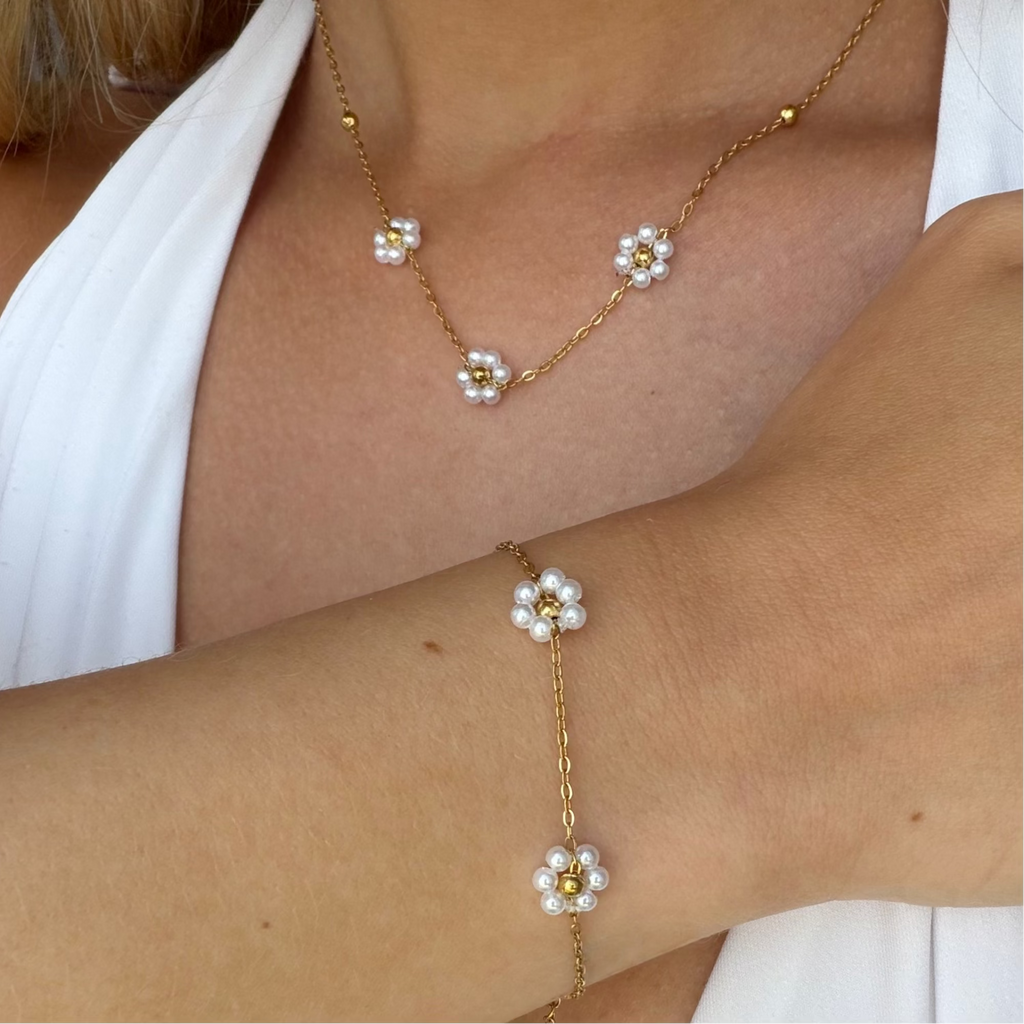Daisy Summer Necklace & Bracelet Set - Vantage Jewelry