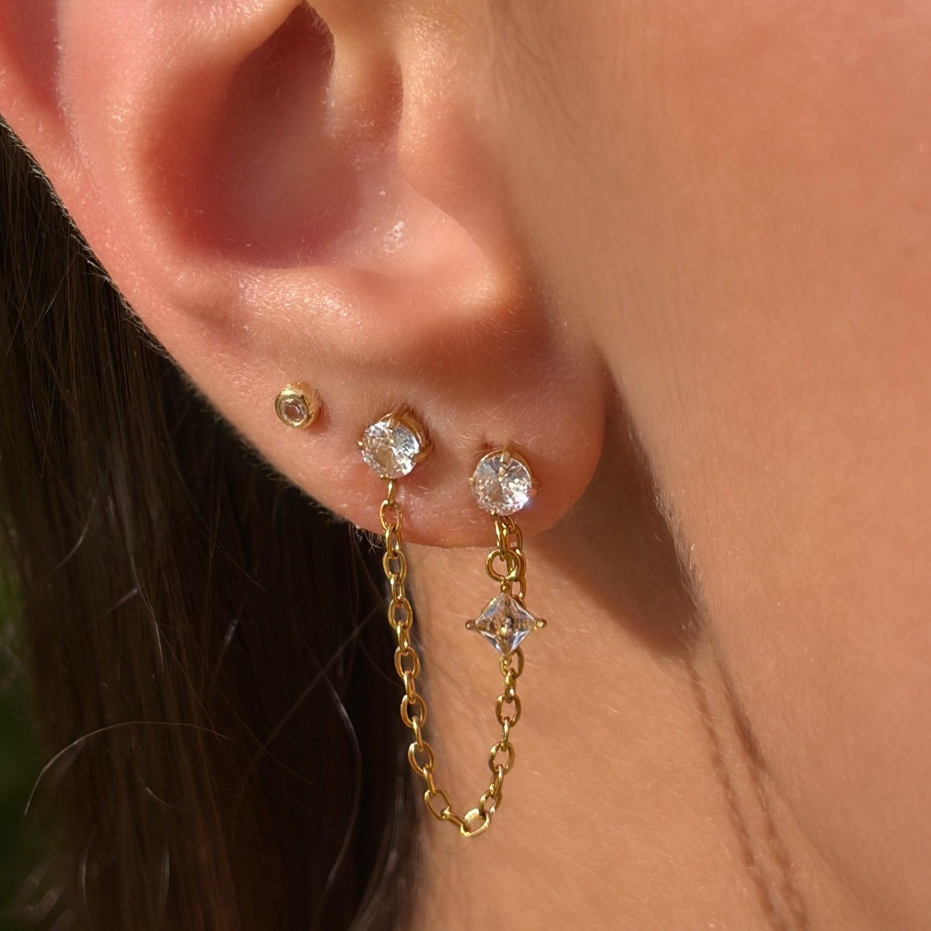 Double Sparkle Chain Earring - Vantage Jewelry