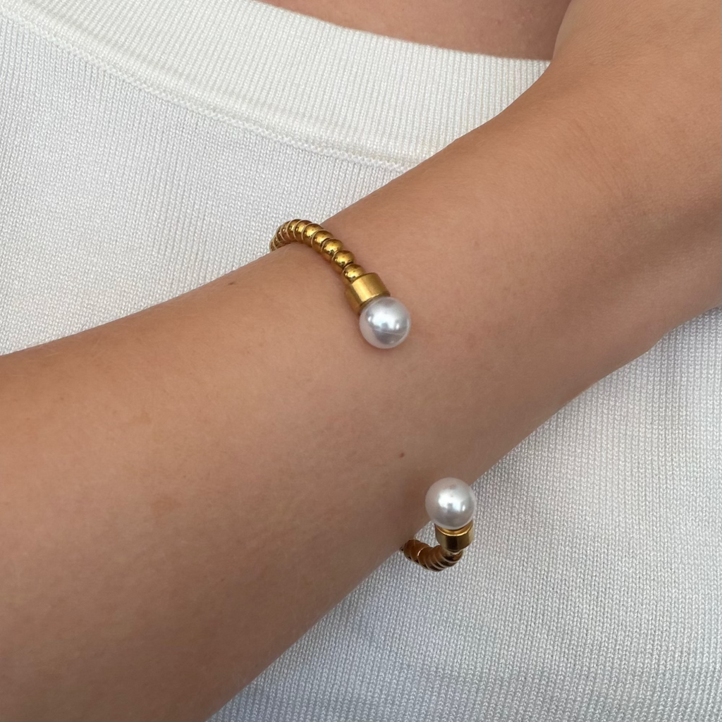 Pearly Beaded Bangle - Vantage Jewelry