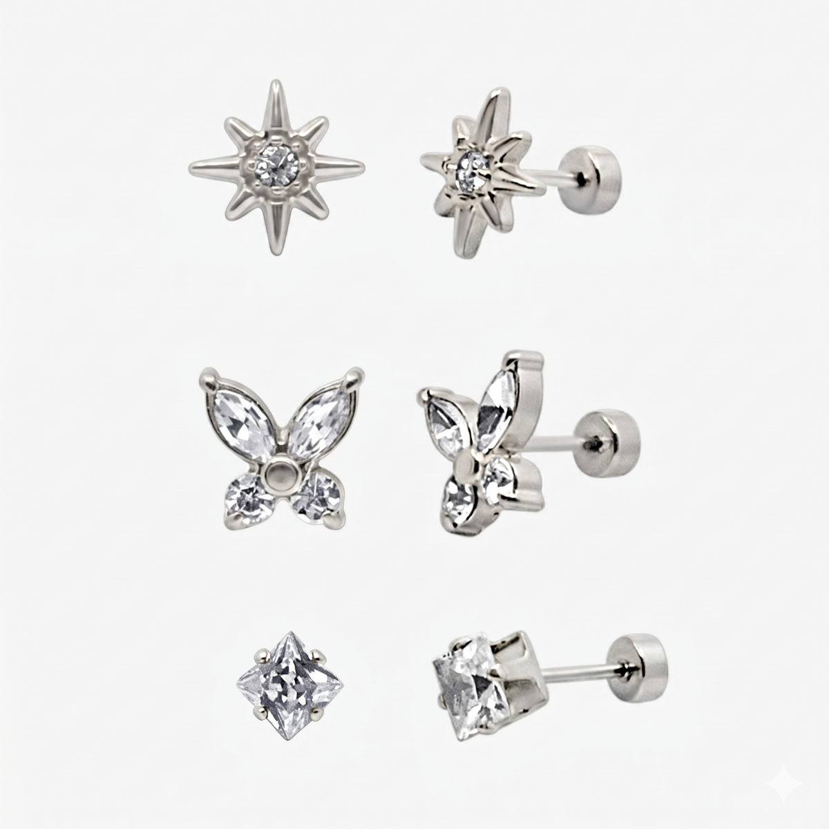 Eternal Twinkle 3 Pack Flat Back Earrings Set - EVRYJEWELS