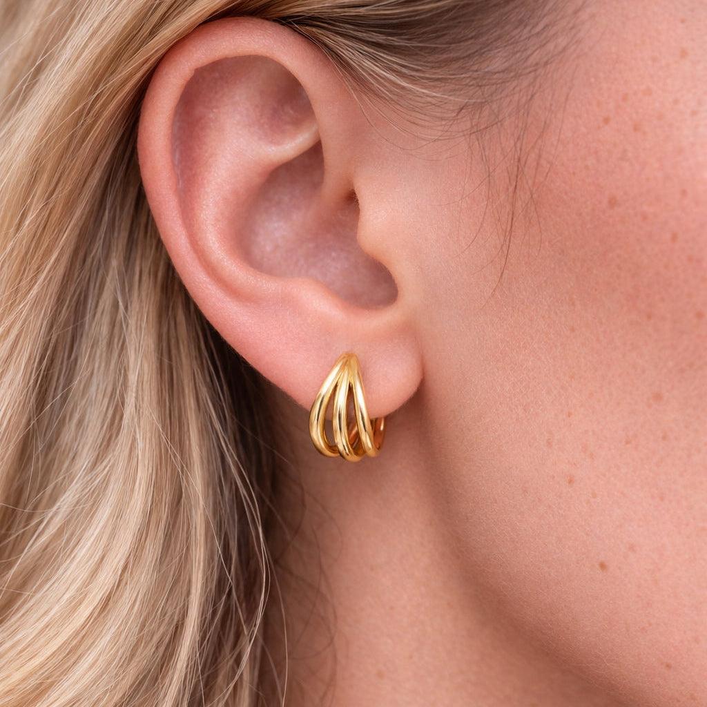 Triple Charm Hoop Earrings - Vantage Jewelry