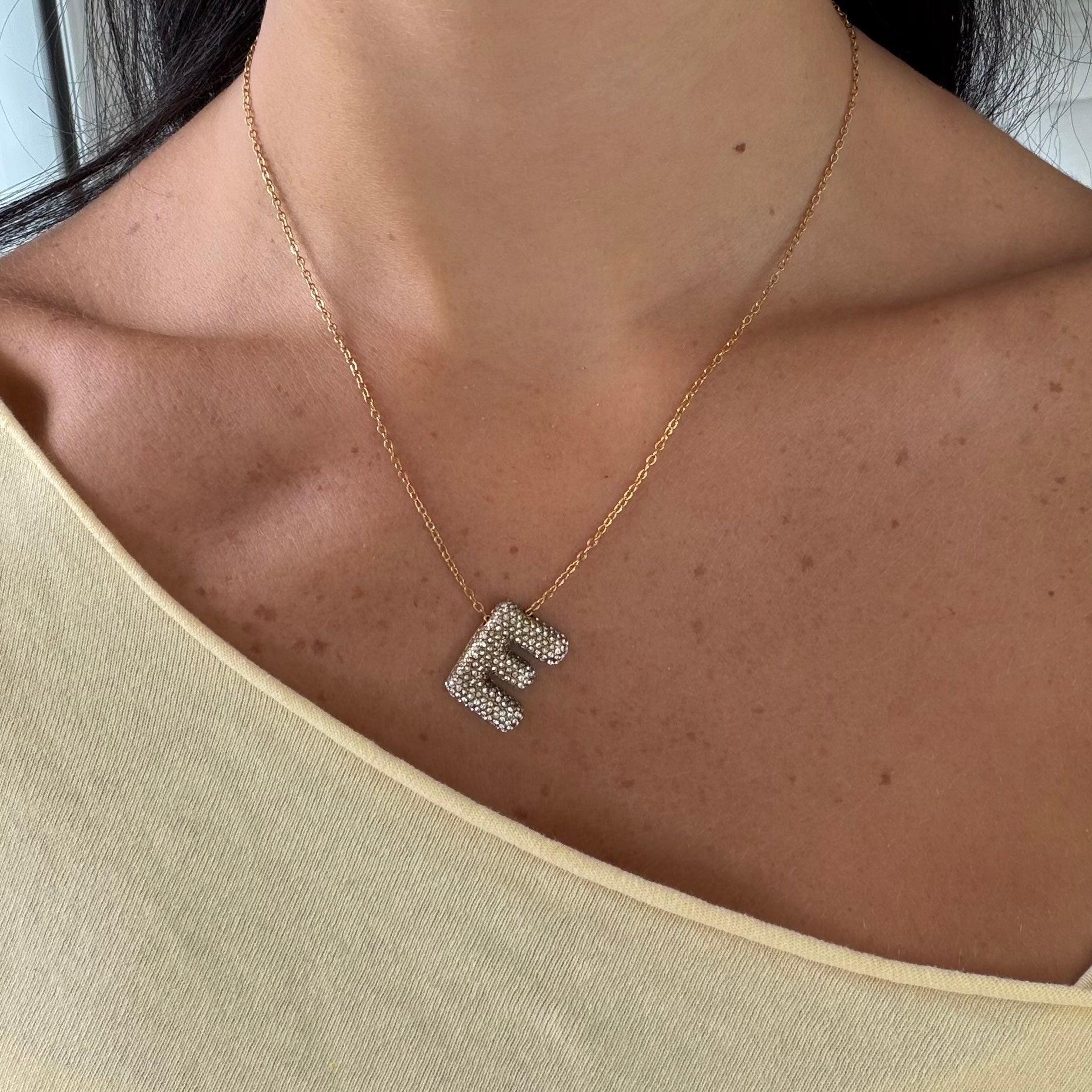 Pave Bubble Letter Necklace - Vantage Jewelry