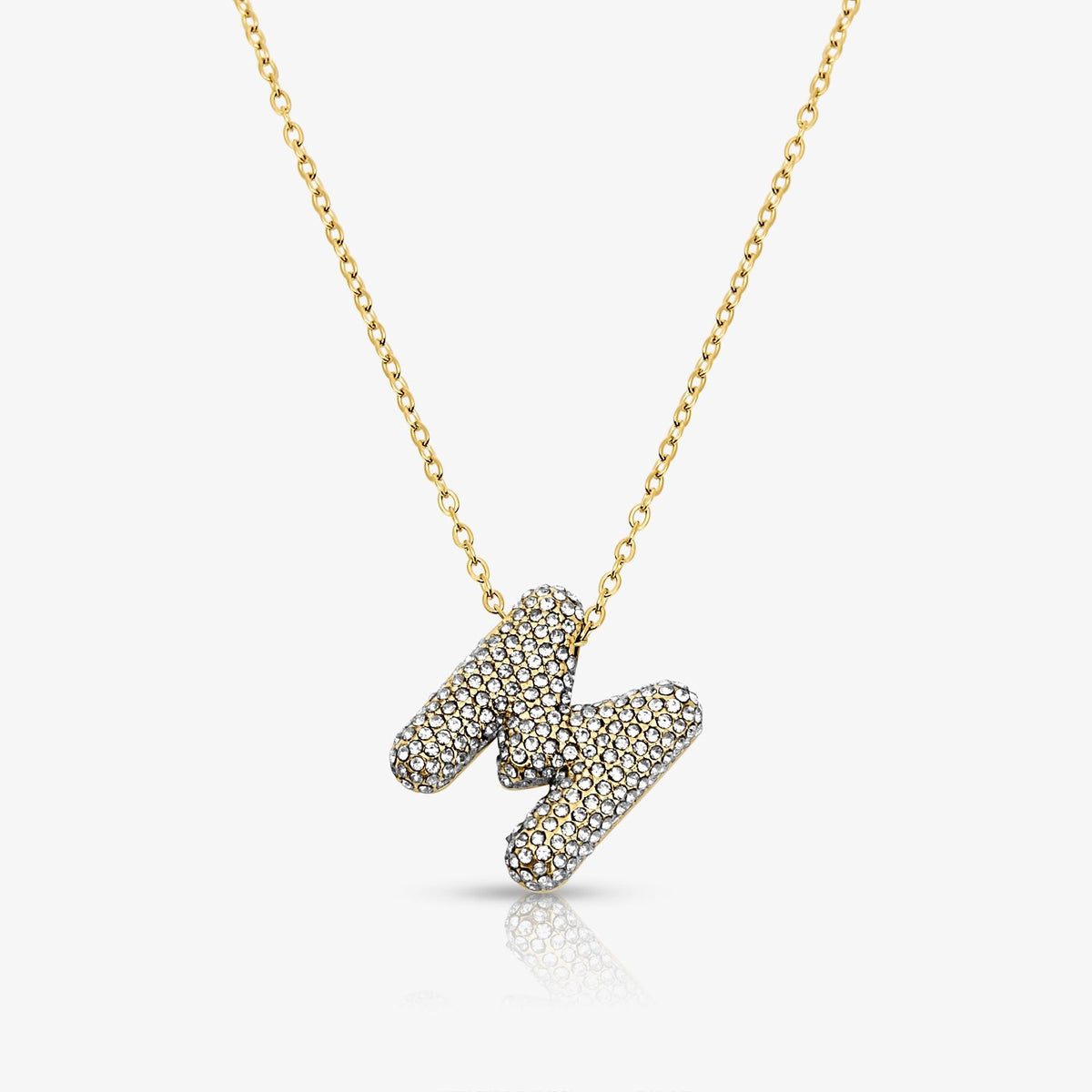 Pave Bubble Letter Necklace - EVRYJEWELS
