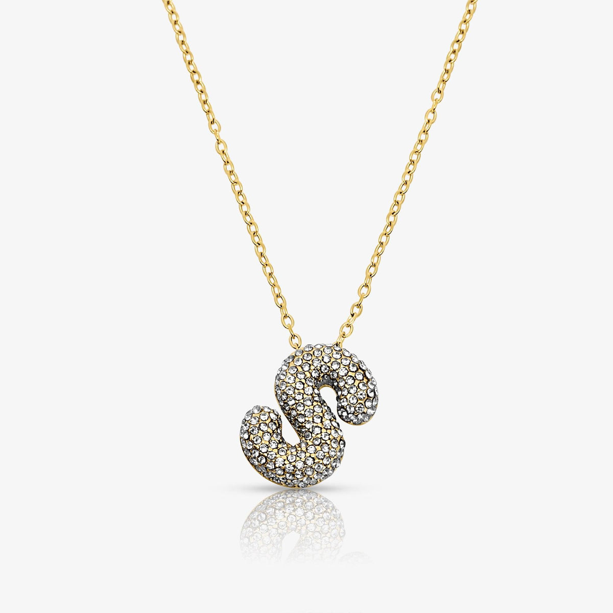 Pave Bubble Letter Necklace - EVRYJEWELS