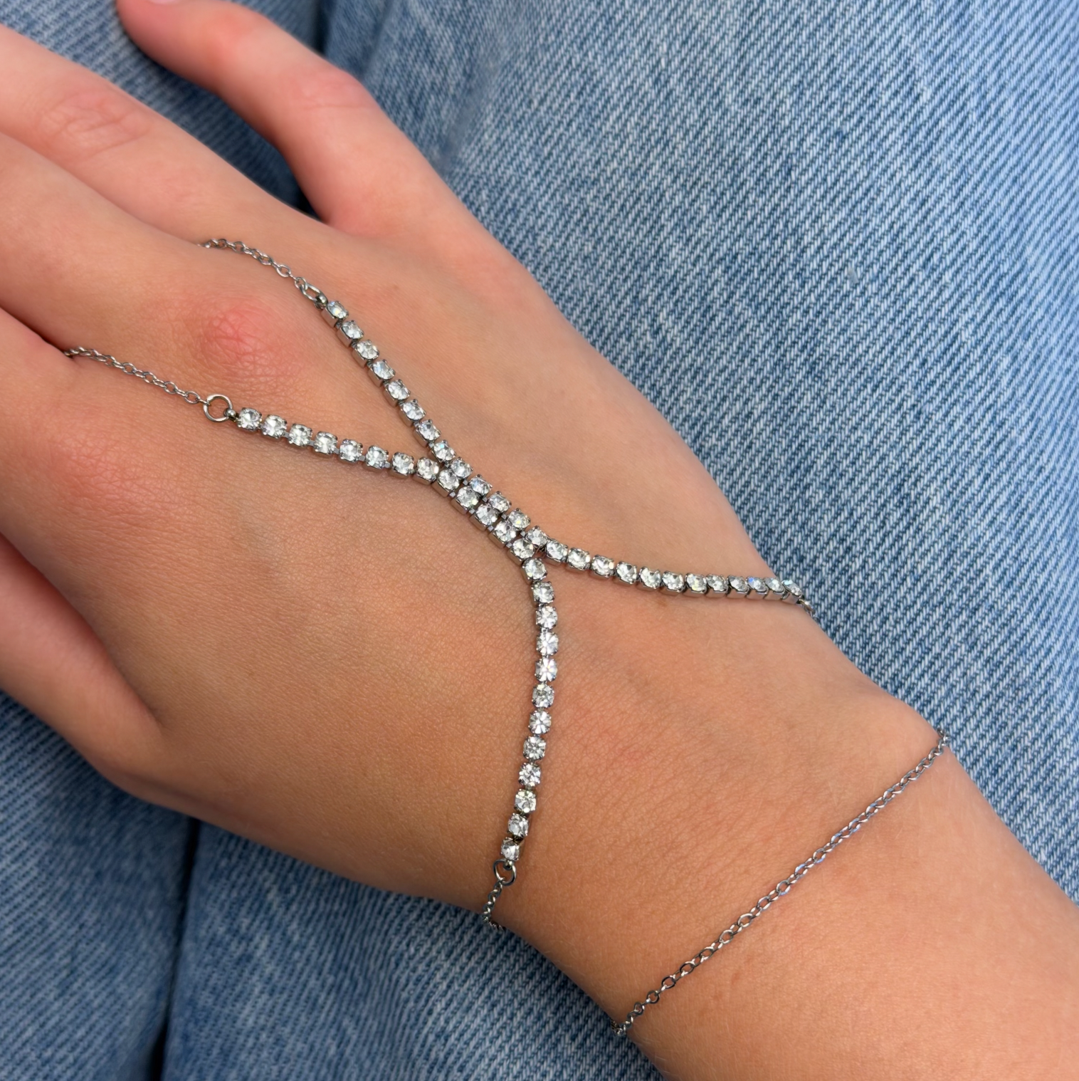 Frosted Tennis Hand Chain - Vantage Jewelry