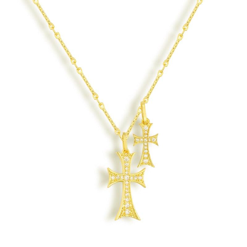 Double Cross Me Necklace - Vantage Jewelry