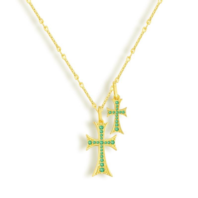 Double Cross Me Necklace - Vantage Jewelry