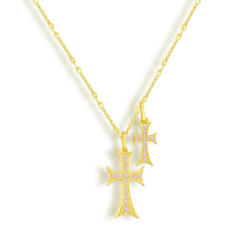 Double Cross Me Necklace - Vantage Jewelry